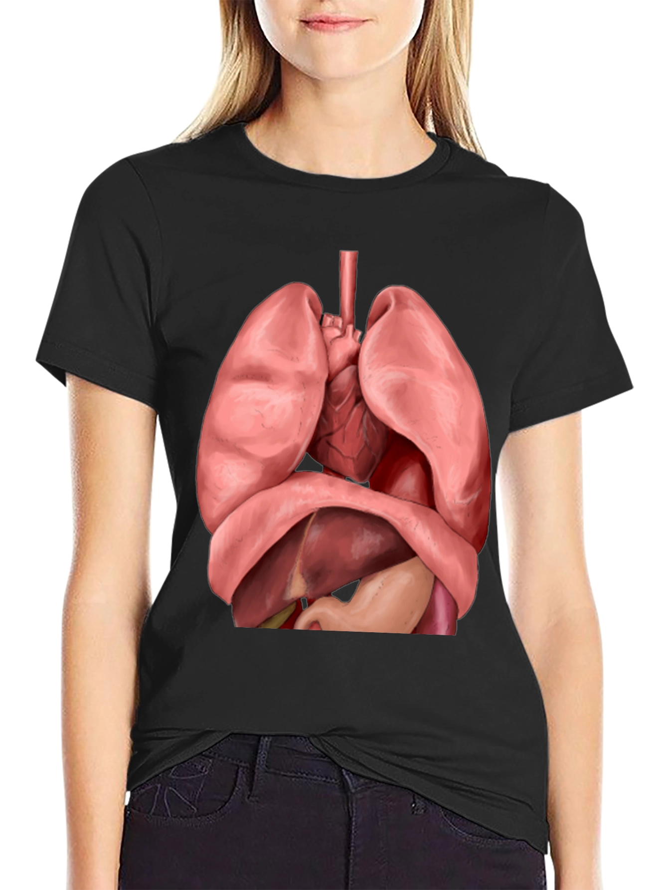 Anatomical Human Organs Graphic Black T-Shirt