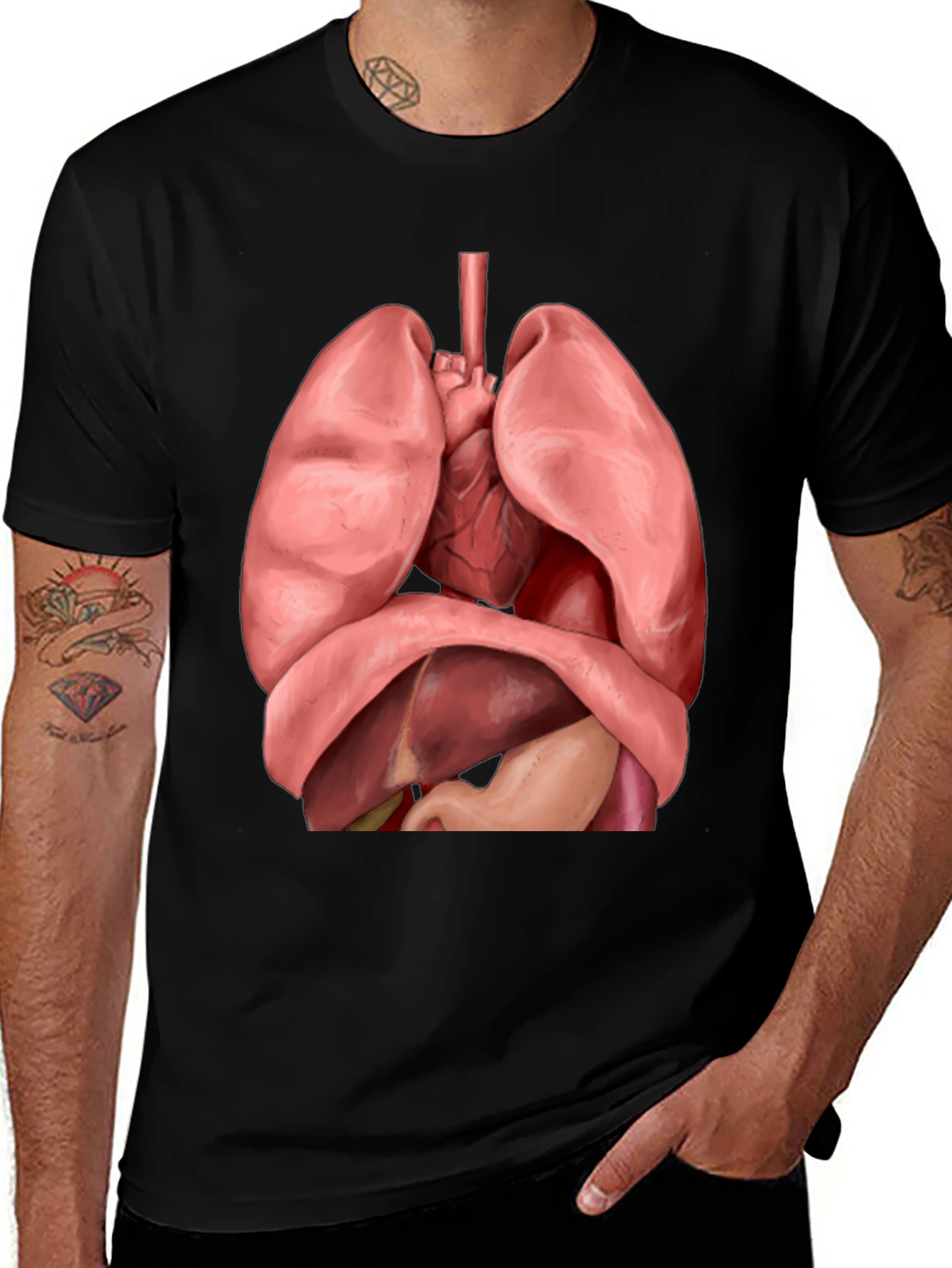 Anatomical Human Organs Graphic Black T-Shirt