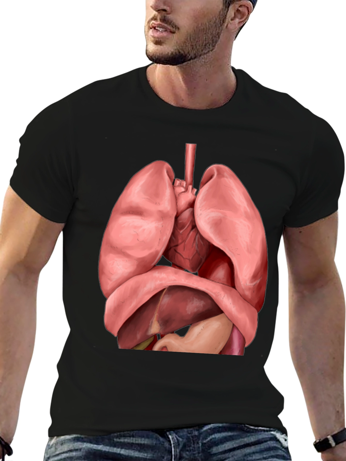 Anatomical Human Organs Graphic Black T-Shirt