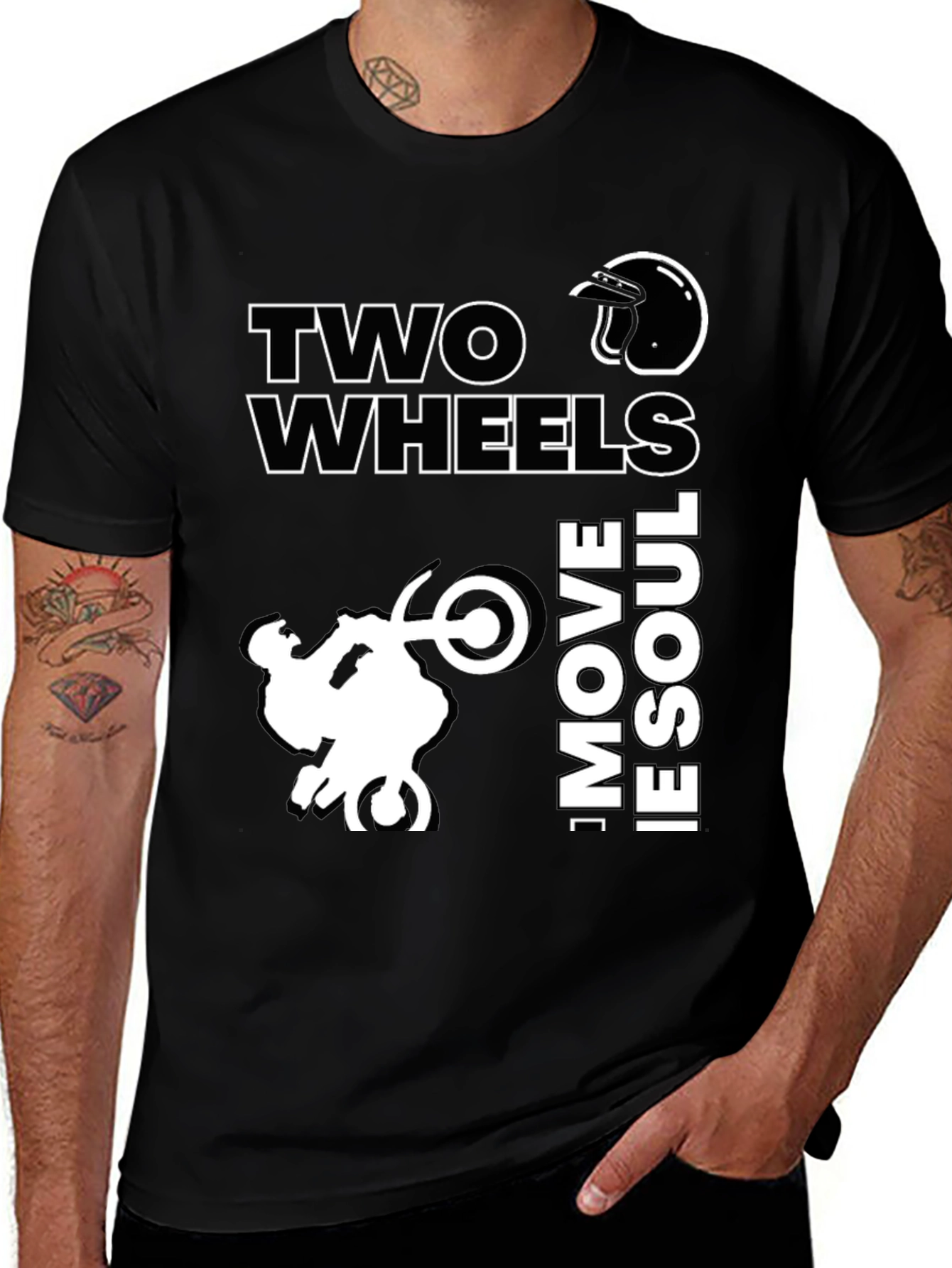 Two Wheels Move the Soul Black Graphic T-Shirt
