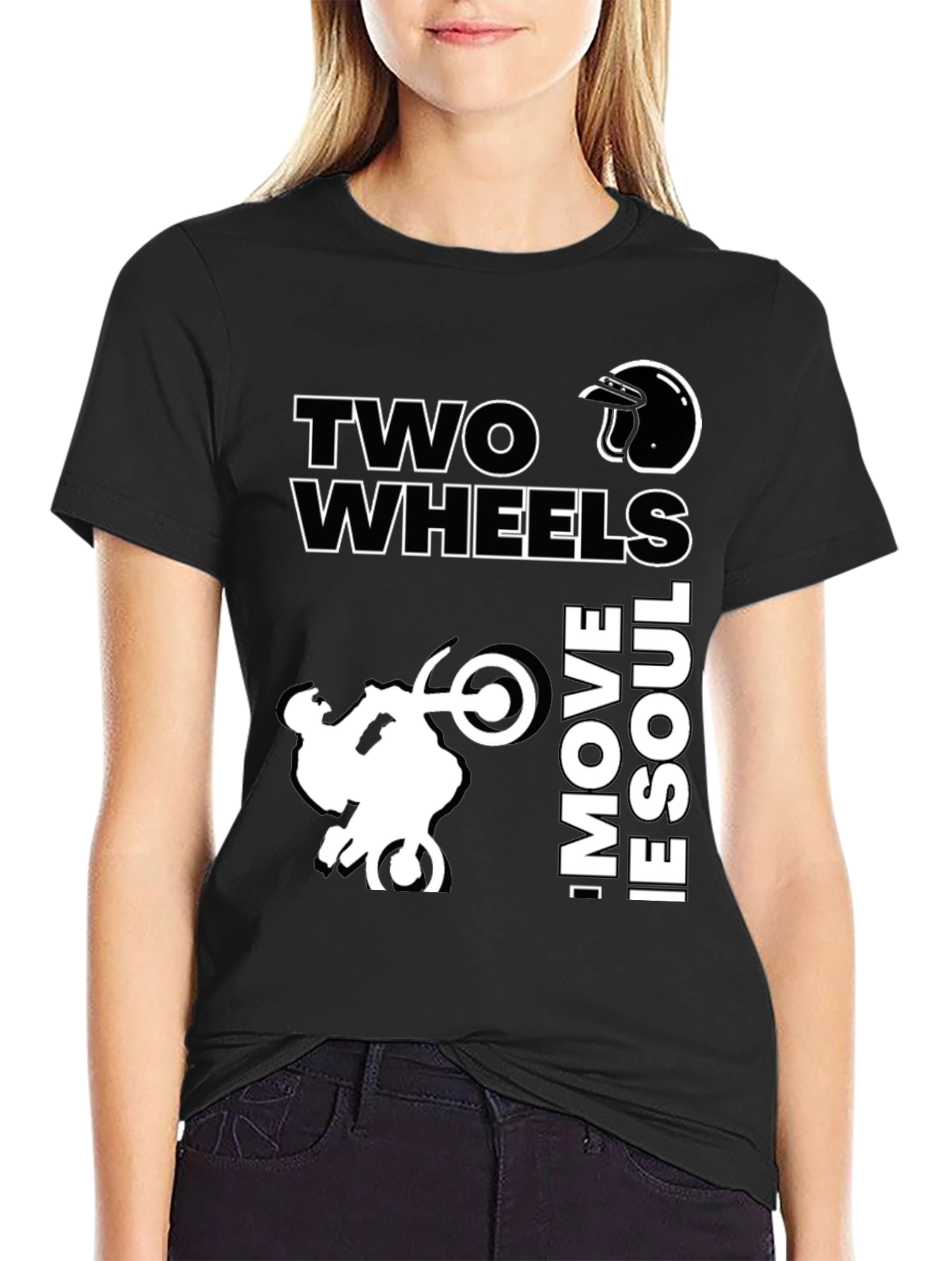 Two Wheels Move the Soul Black Graphic T-Shirt