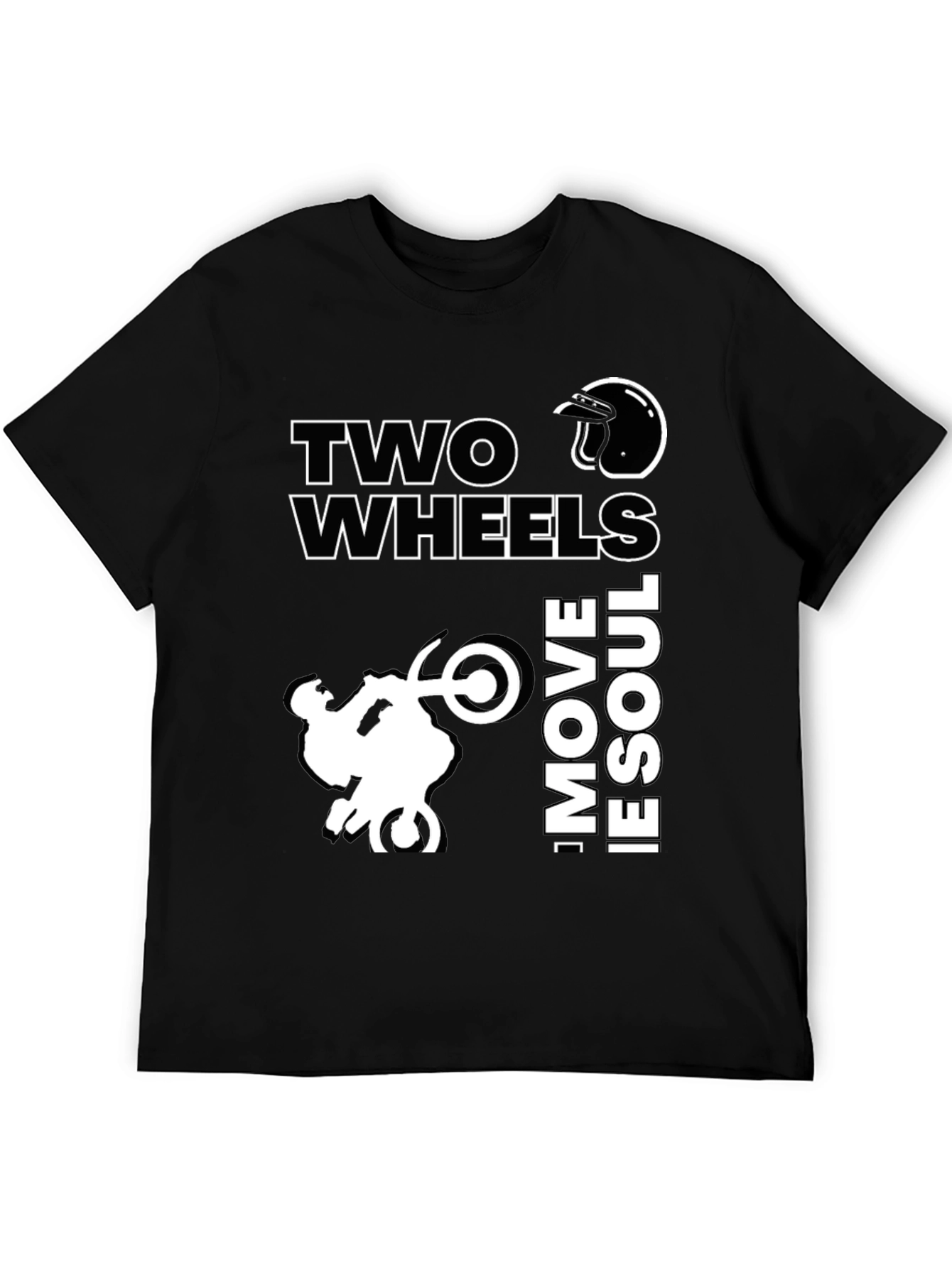 Two Wheels Move the Soul Black Graphic T-Shirt