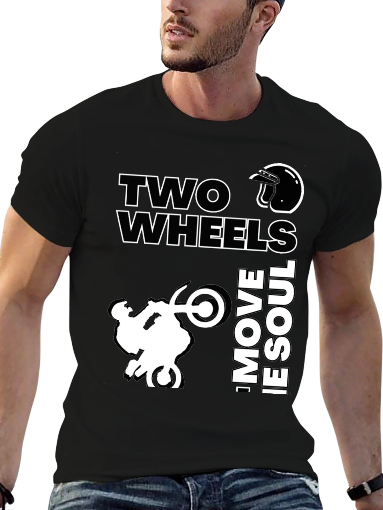 Two Wheels Move the Soul Black Graphic T-Shirt