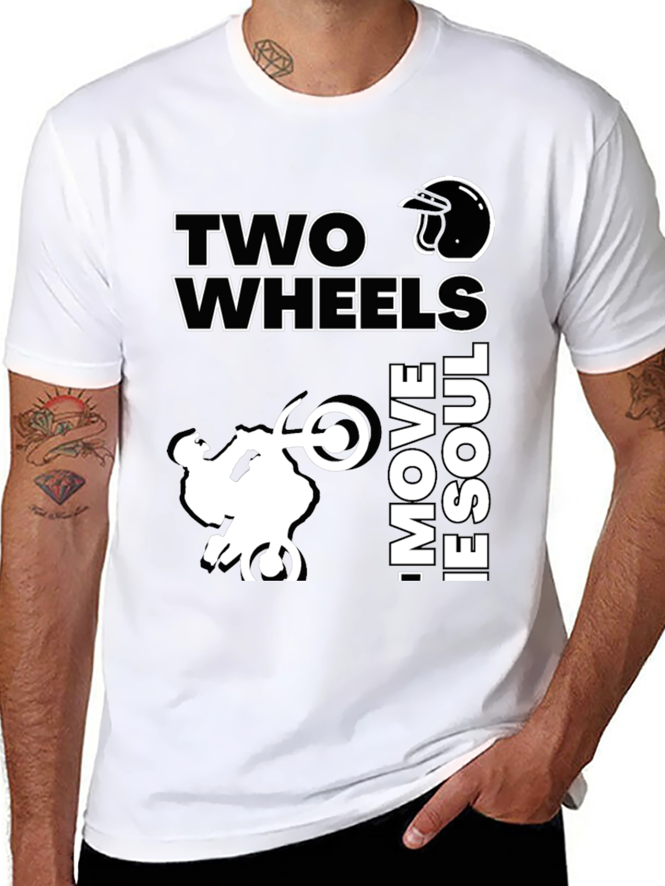 Two Wheels Move the Soul Black Graphic T-Shirt