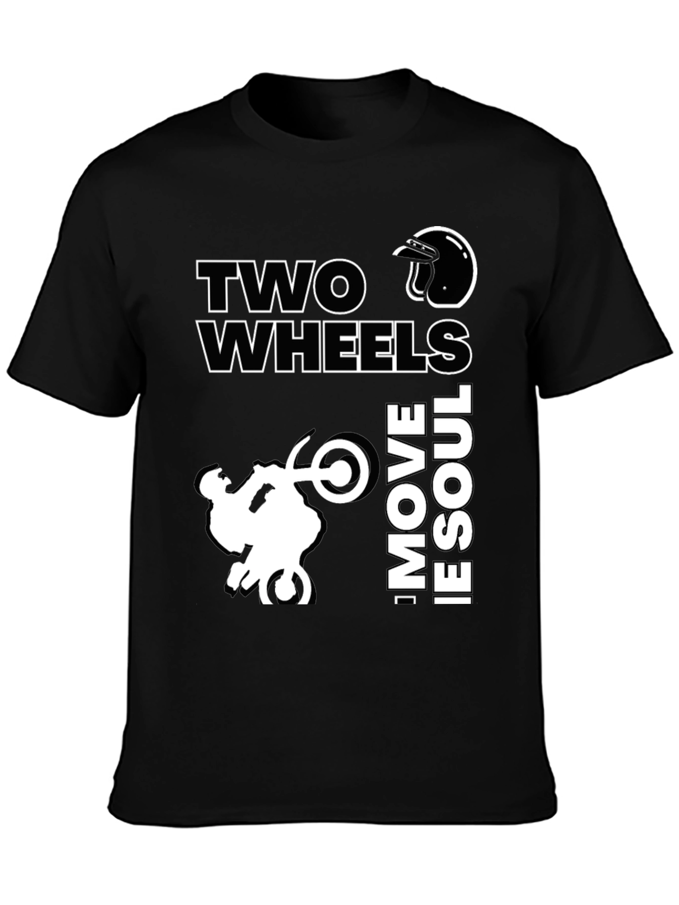 Two Wheels Move the Soul Black Graphic T-Shirt