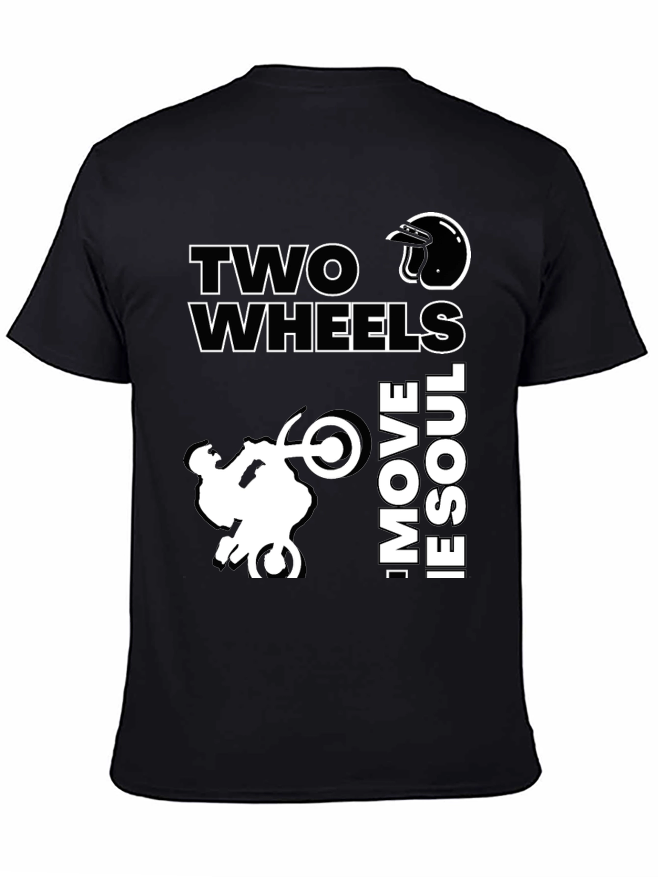 Two Wheels Move the Soul Black Graphic T-Shirt