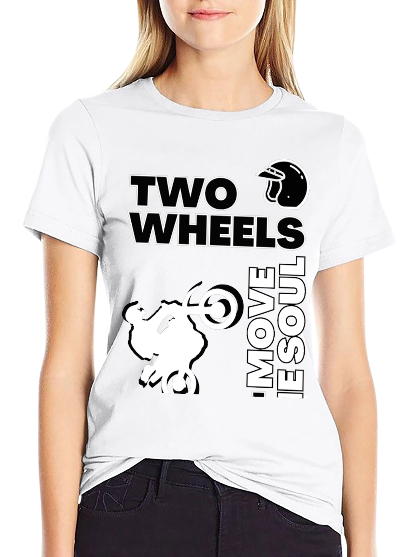 Two Wheels Move the Soul Black Graphic T-Shirt