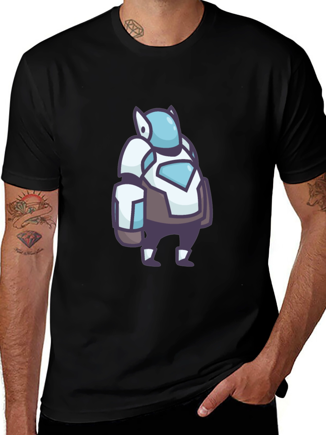 Cool Robot Graphic Black T-Shirt