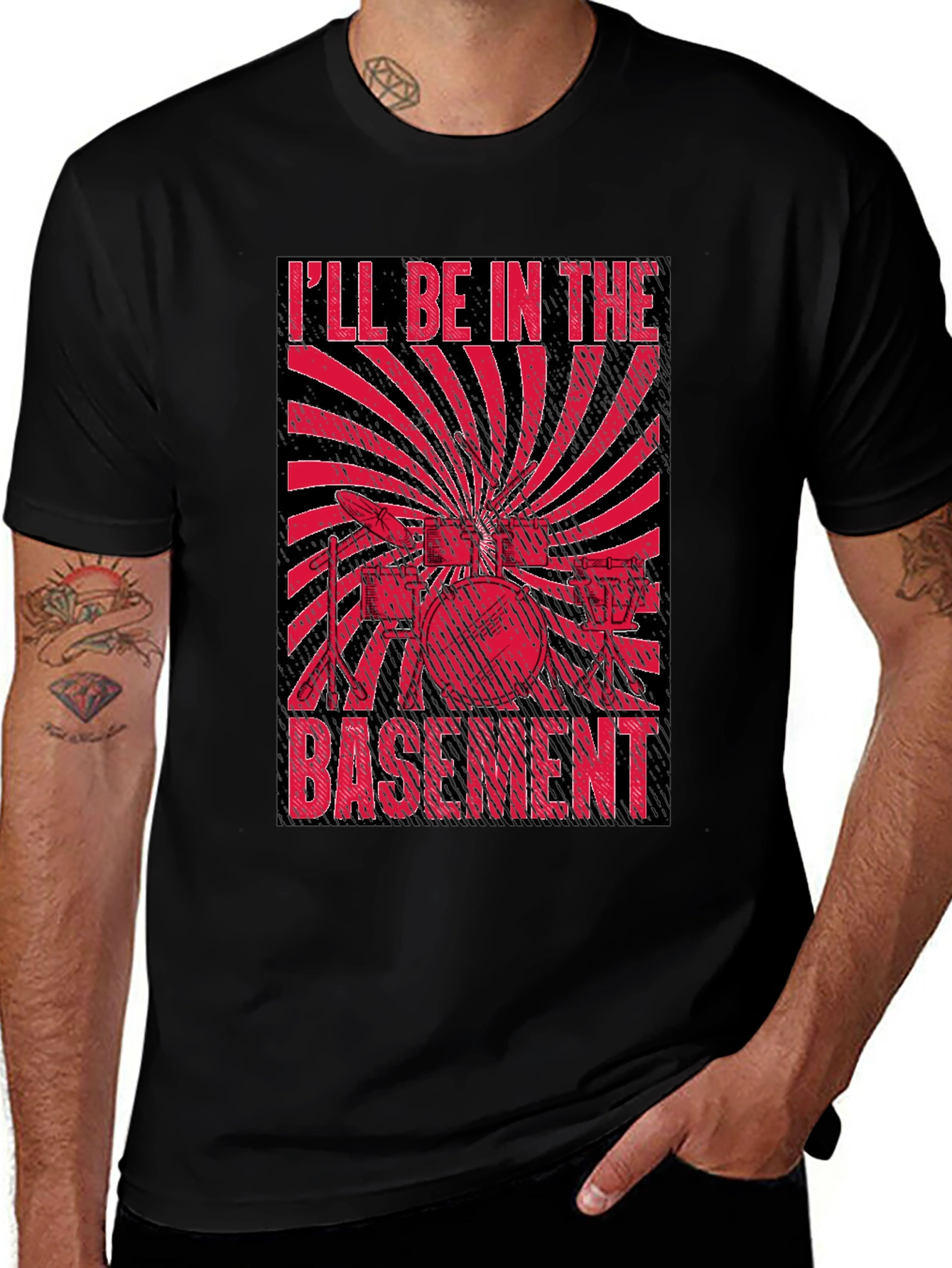 Ill Be In The Basement Drum Set T-Shirt