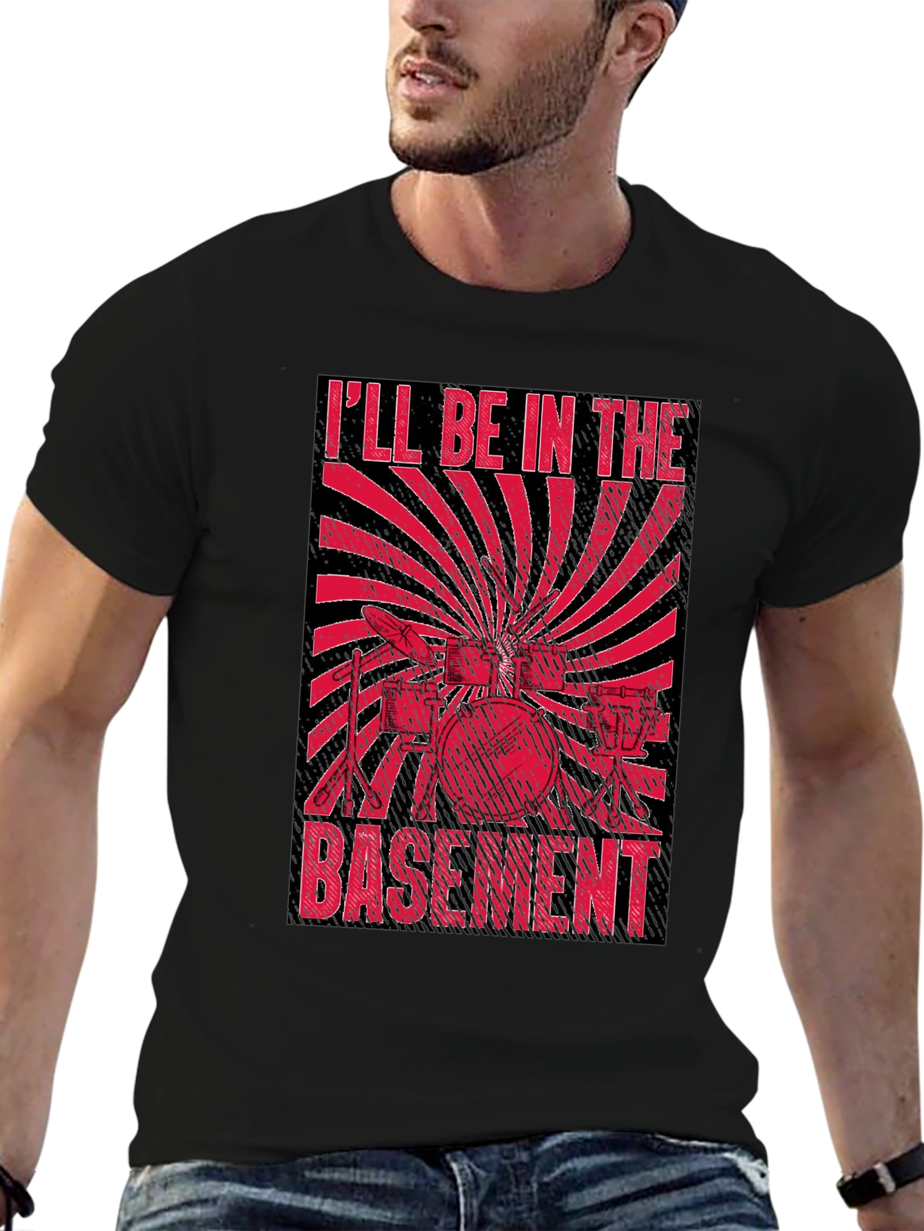Ill Be In The Basement Drum Set T-Shirt