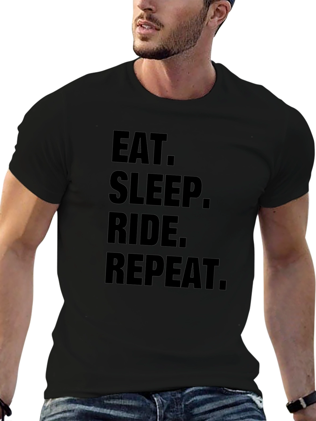 Eat Sleep Ride Repeat Black T-Shirt