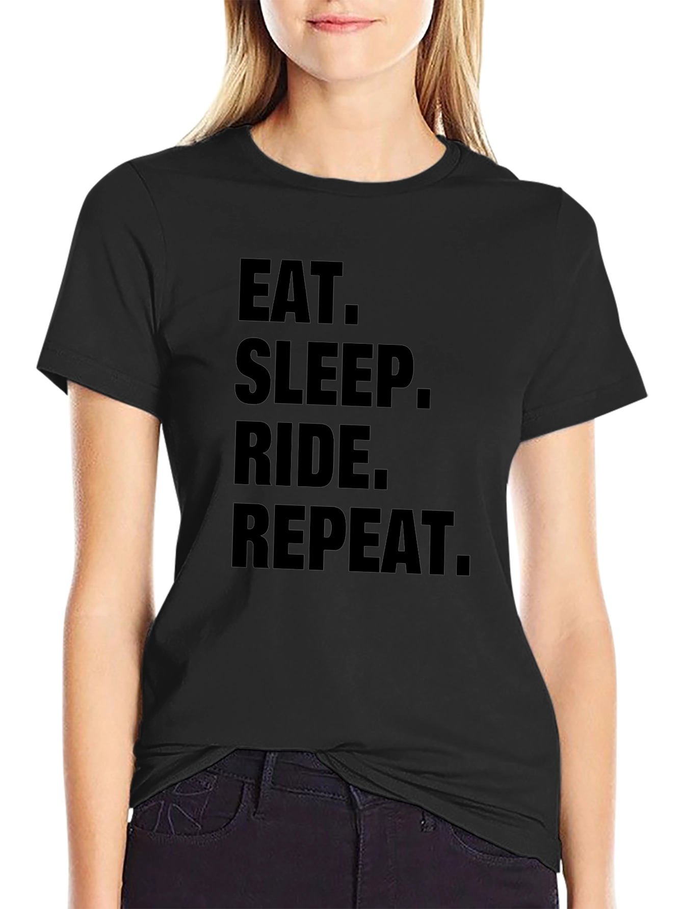 Eat Sleep Ride Repeat Black T-Shirt