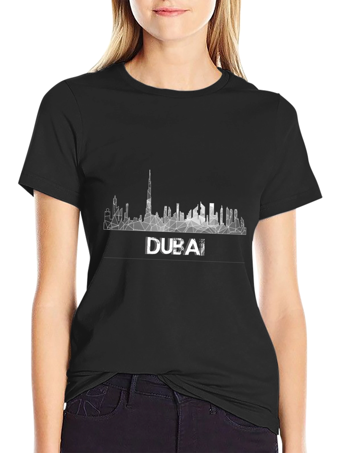 Dubai Skyline Geometric Tee - Modern Graphic T-Shirt