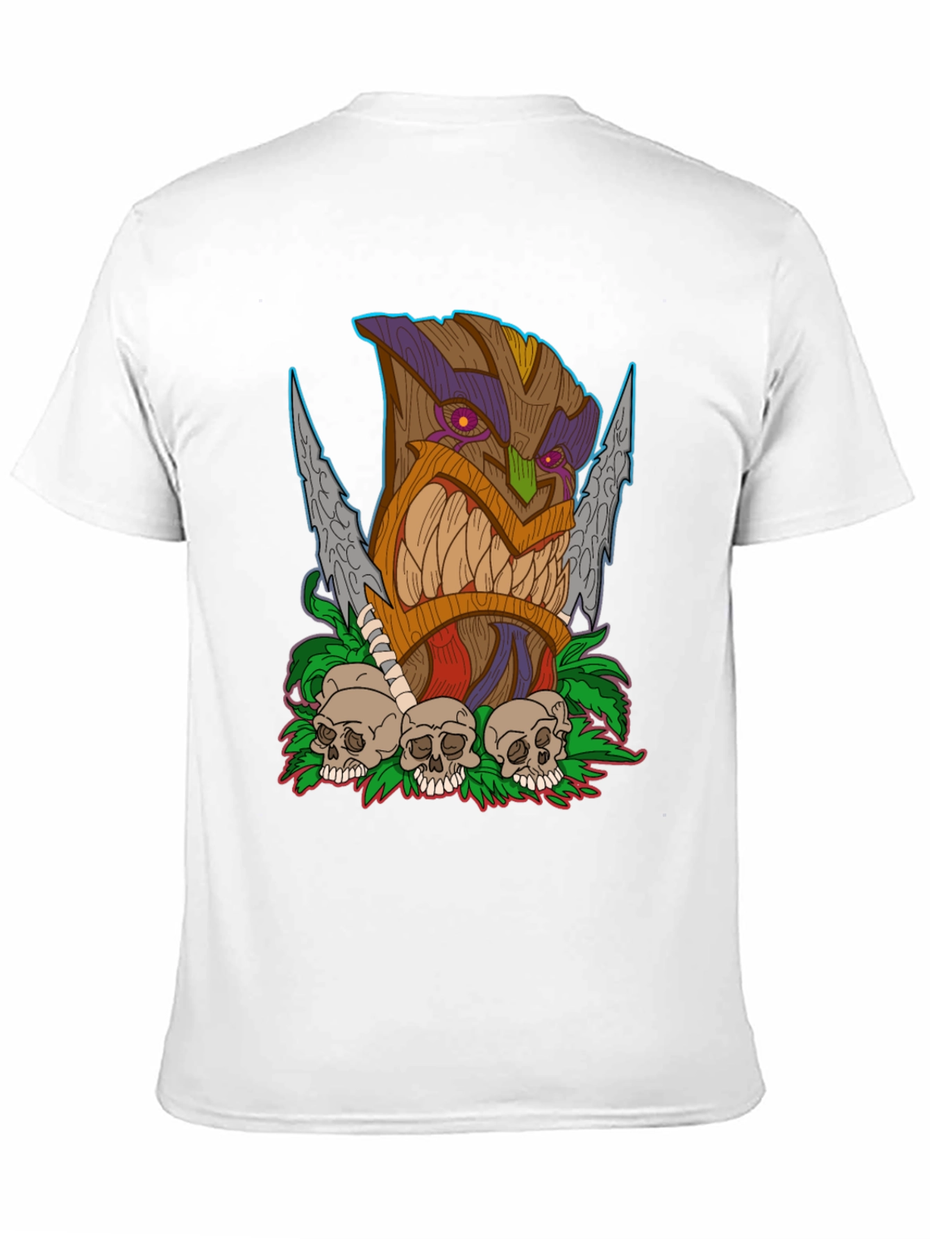 Tiki Skull Graphic T-Shirt - Tribal Art Tee