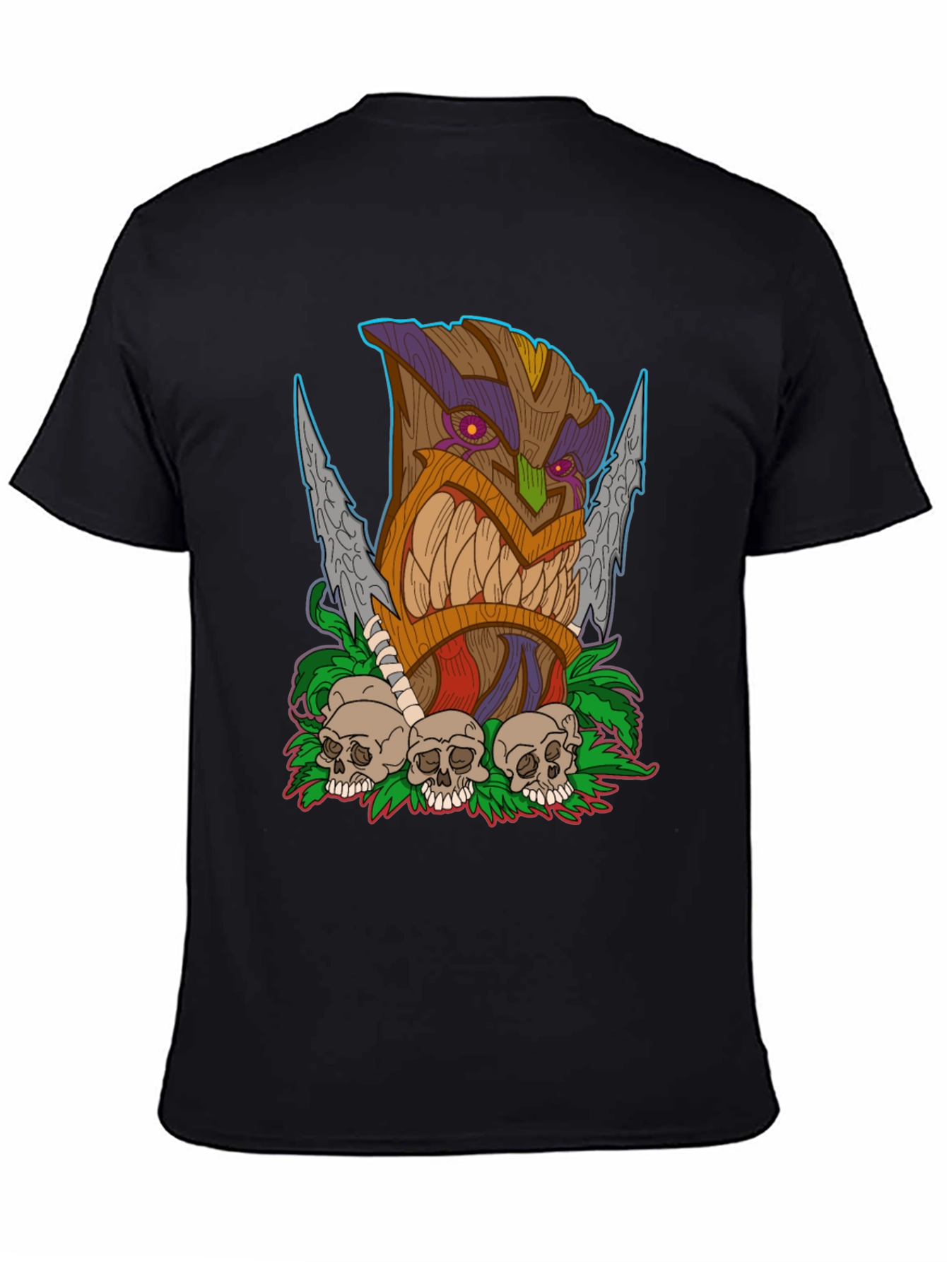 Tiki Skull Graphic T-Shirt - Tribal Art Tee