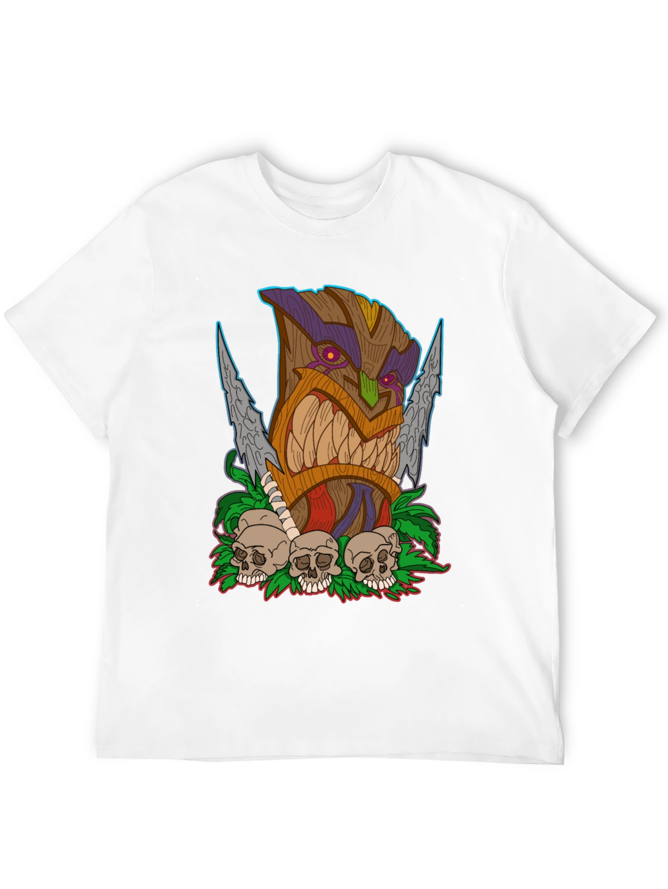 Tiki Skull Graphic T-Shirt - Tribal Art Tee