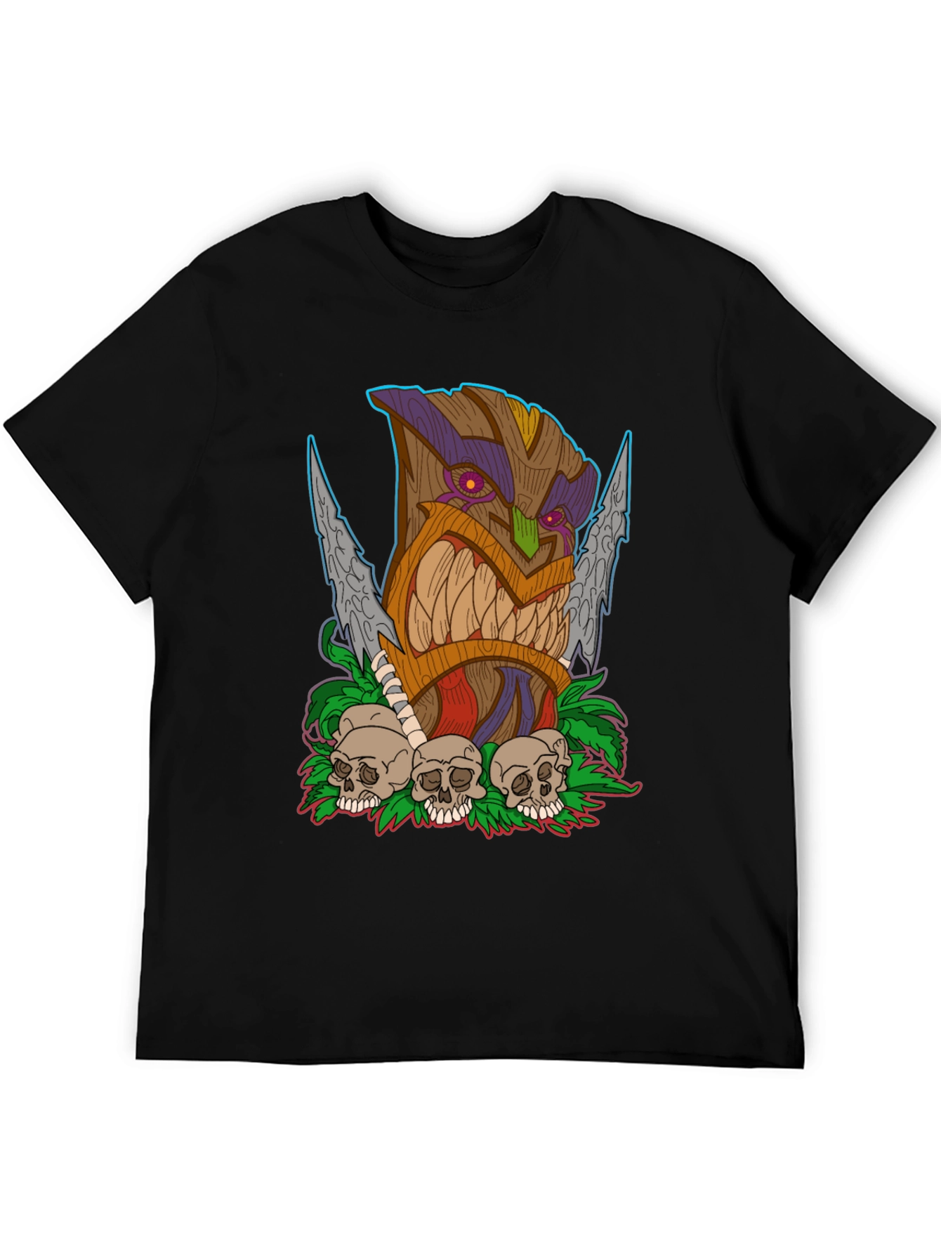 Tiki Skull Graphic T-Shirt - Tribal Art Tee