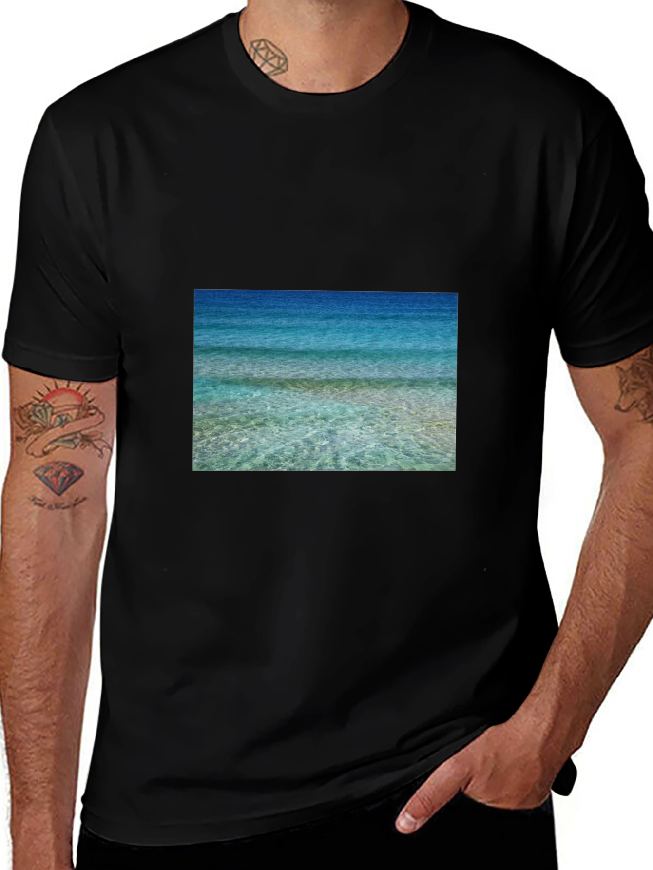 Ocean View Graphic Black T-Shirt