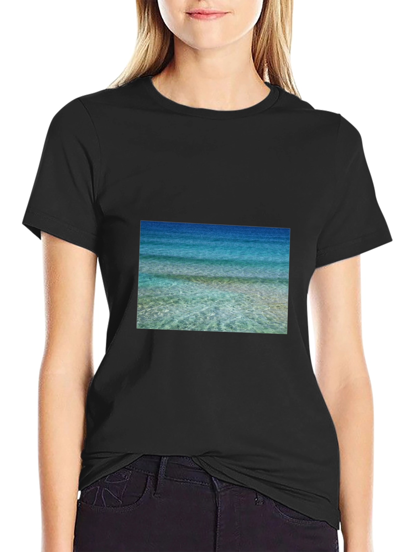 Ocean View Graphic Black T-Shirt