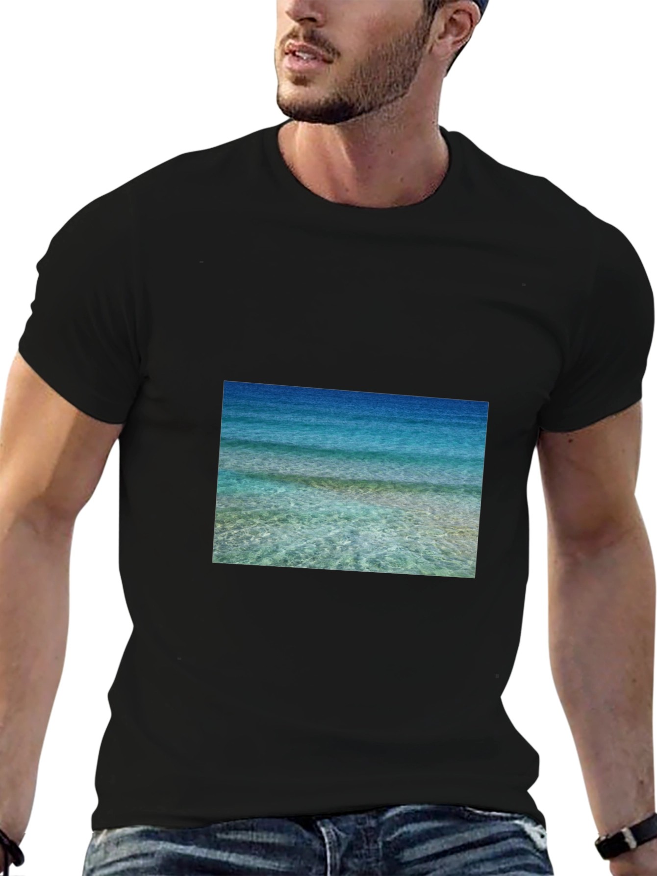 Ocean View Graphic Black T-Shirt