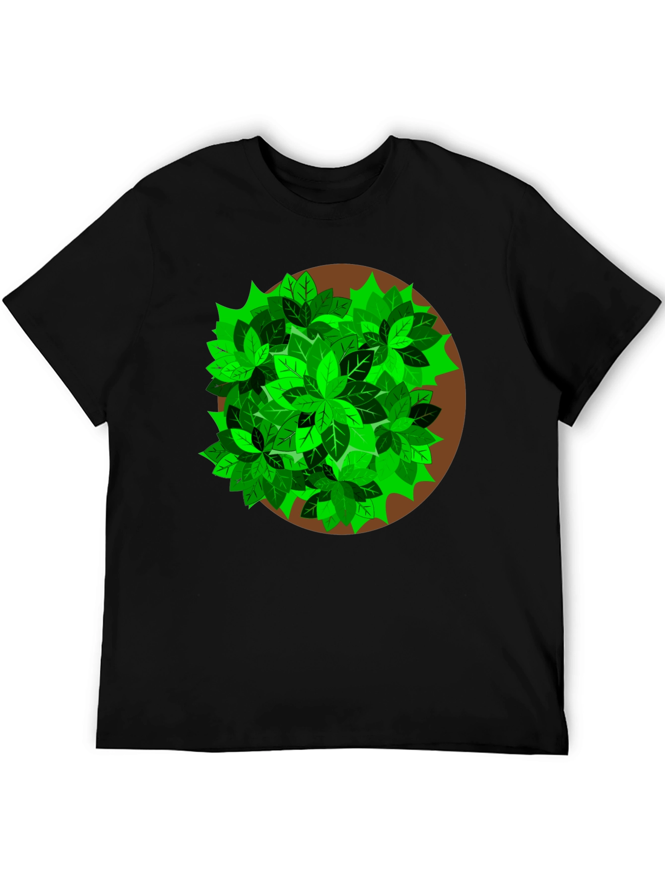 Nature Leaf Print T-Shirt - Black