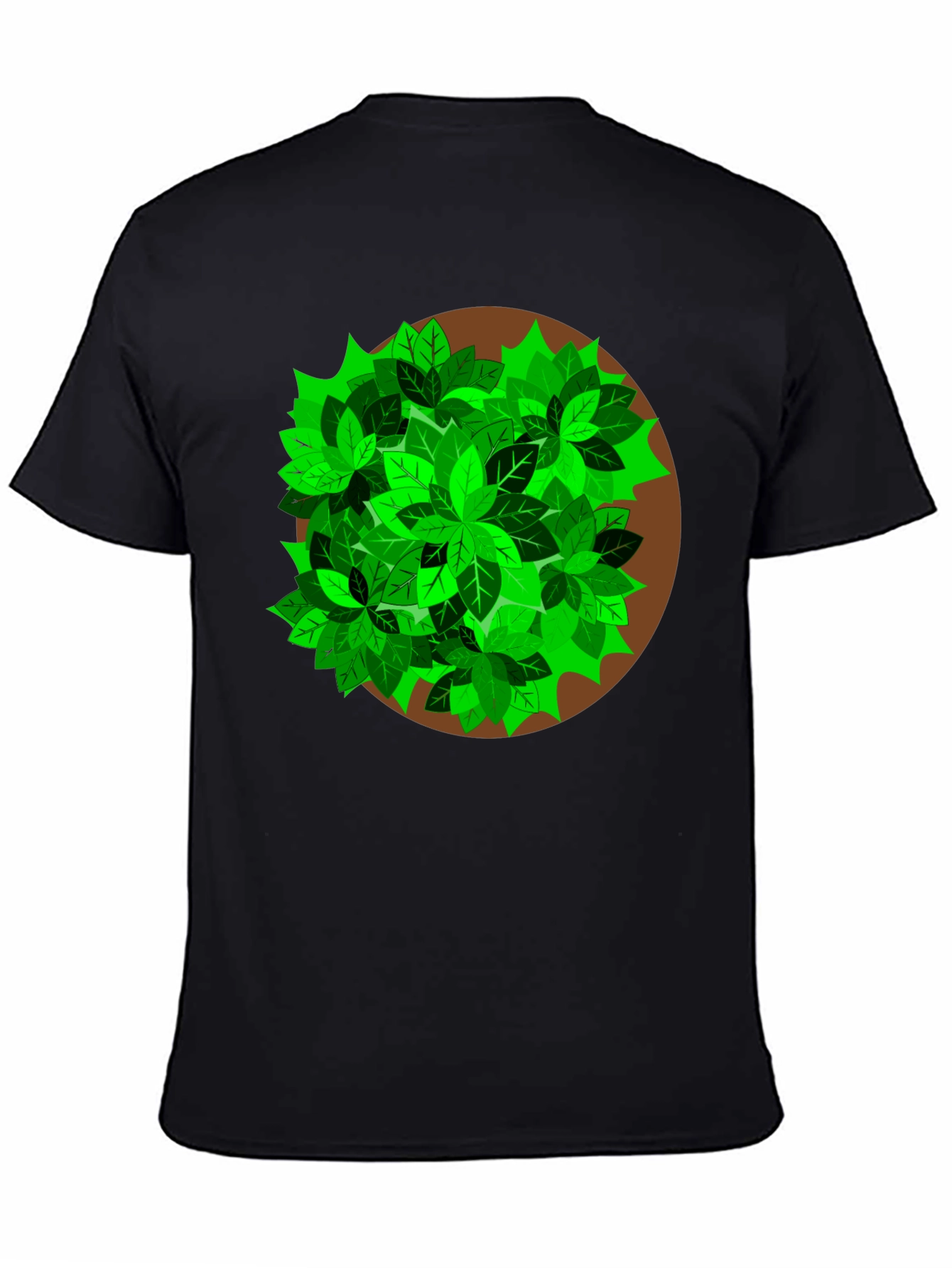 Nature Leaf Print T-Shirt - Black