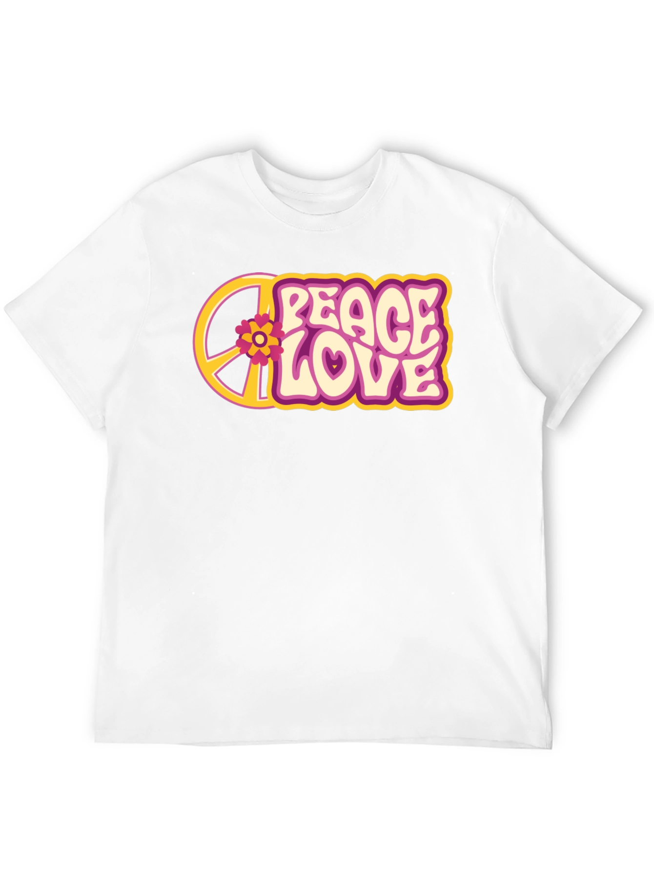 Peace Love Flower Graphic Tee - Retro Style