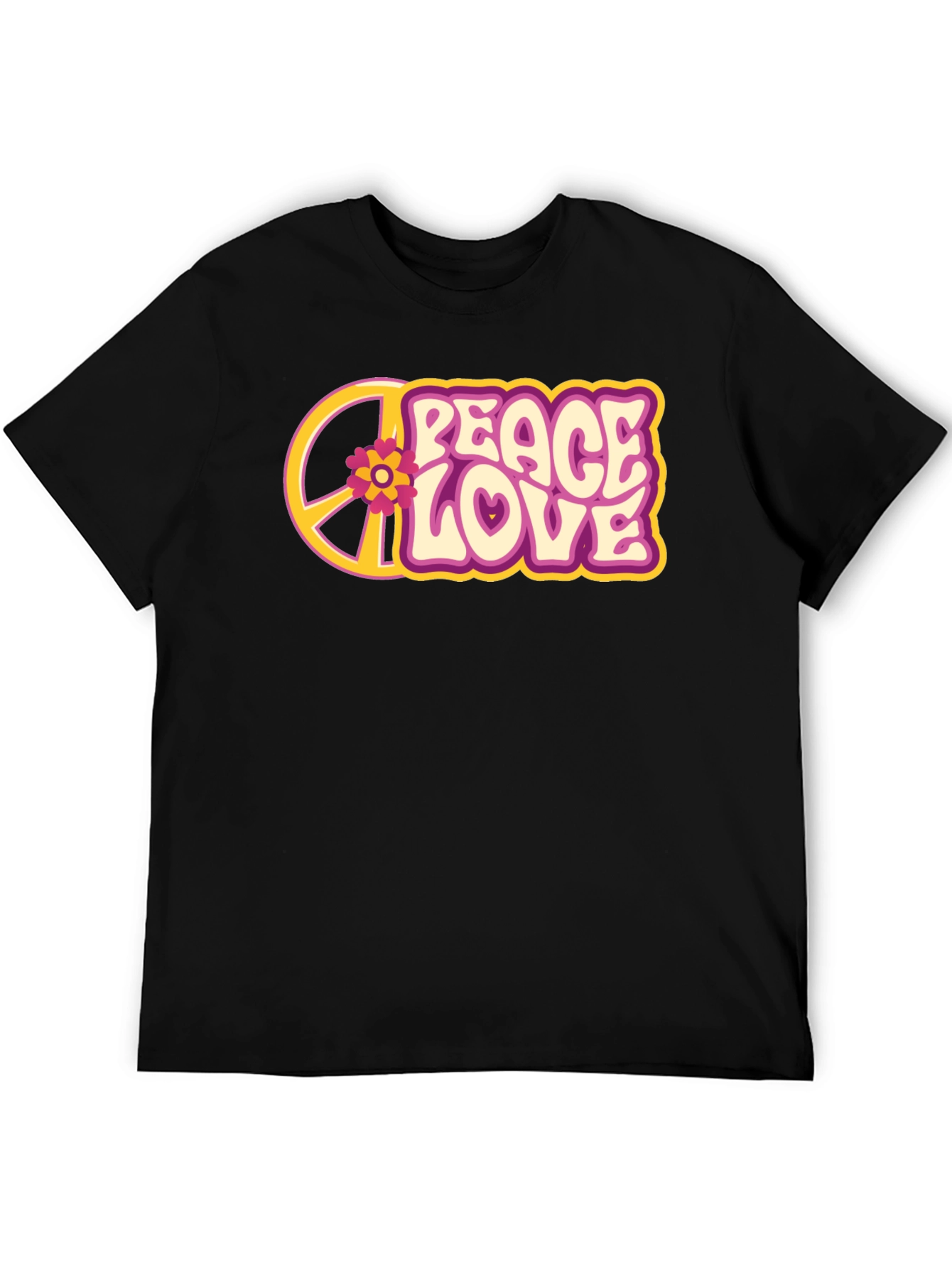 Peace Love Flower Graphic Tee - Retro Style