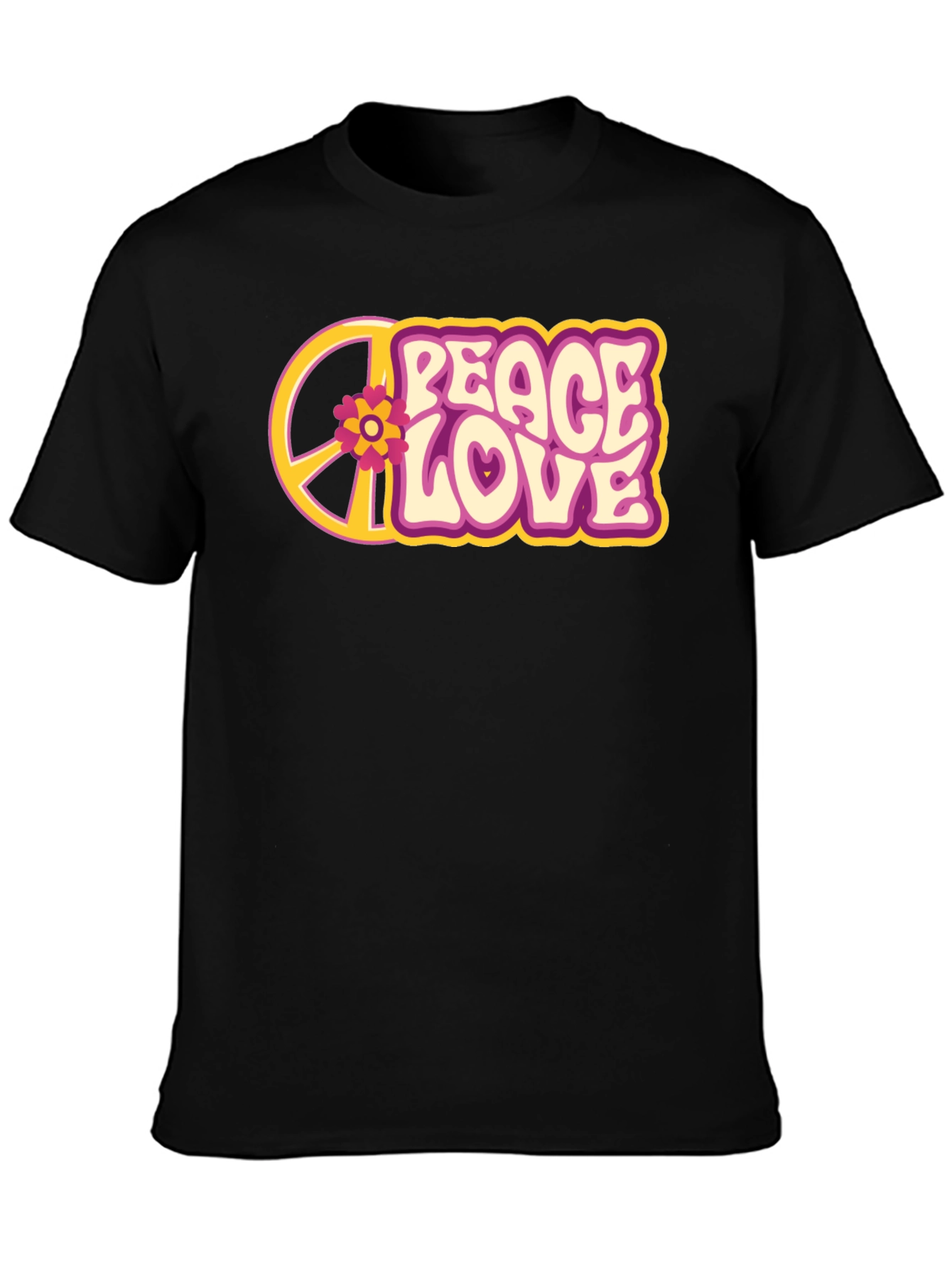Peace Love Flower Graphic Tee - Retro Style