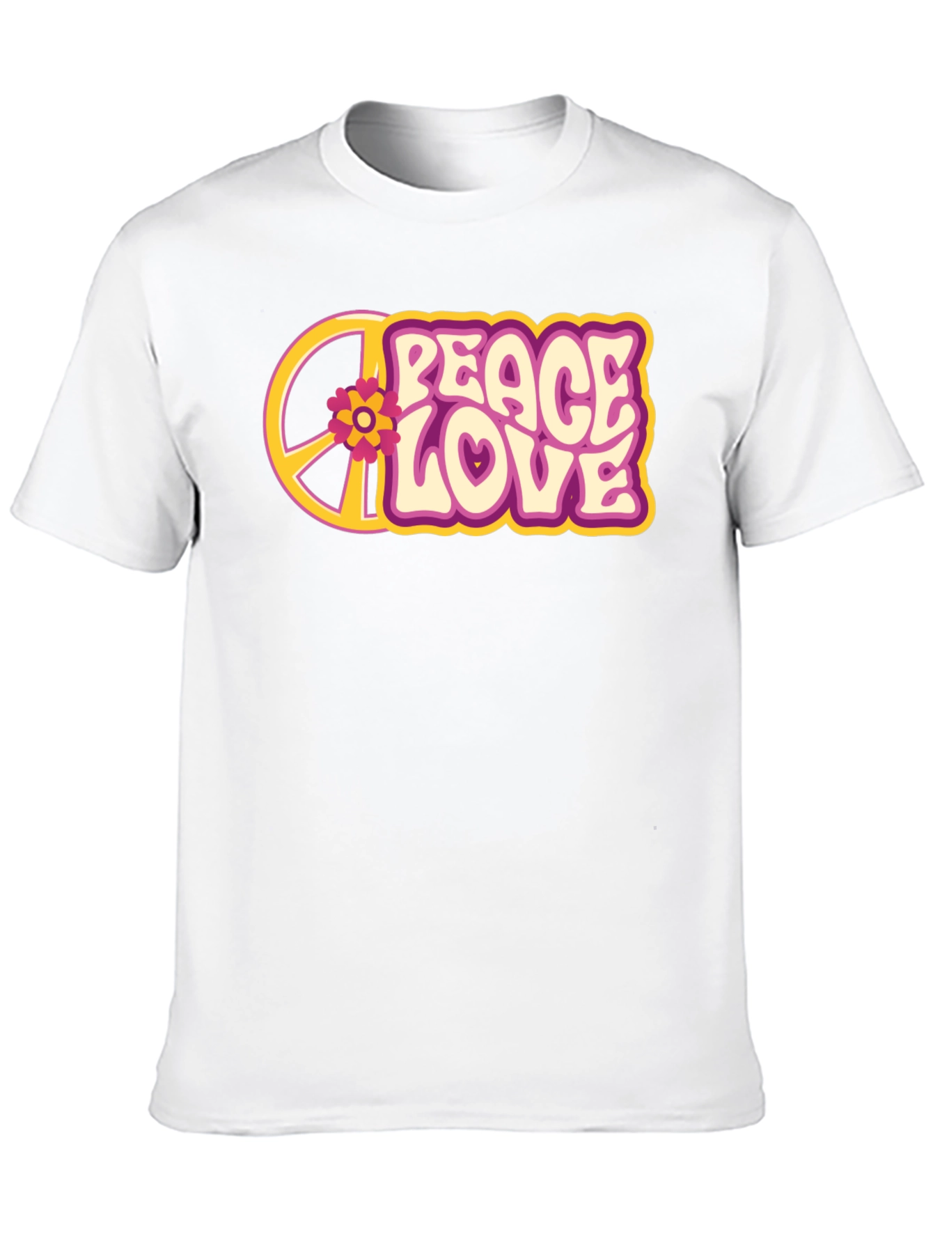 Peace Love Flower Graphic Tee - Retro Style