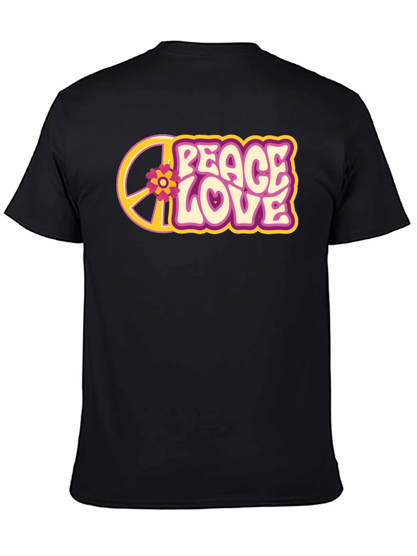 Peace Love Flower Graphic Tee - Retro Style