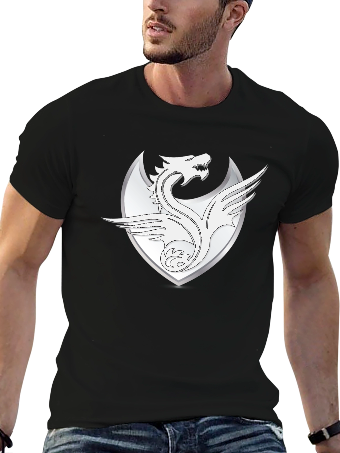 Dragon Crest Graphic T-Shirt - Black