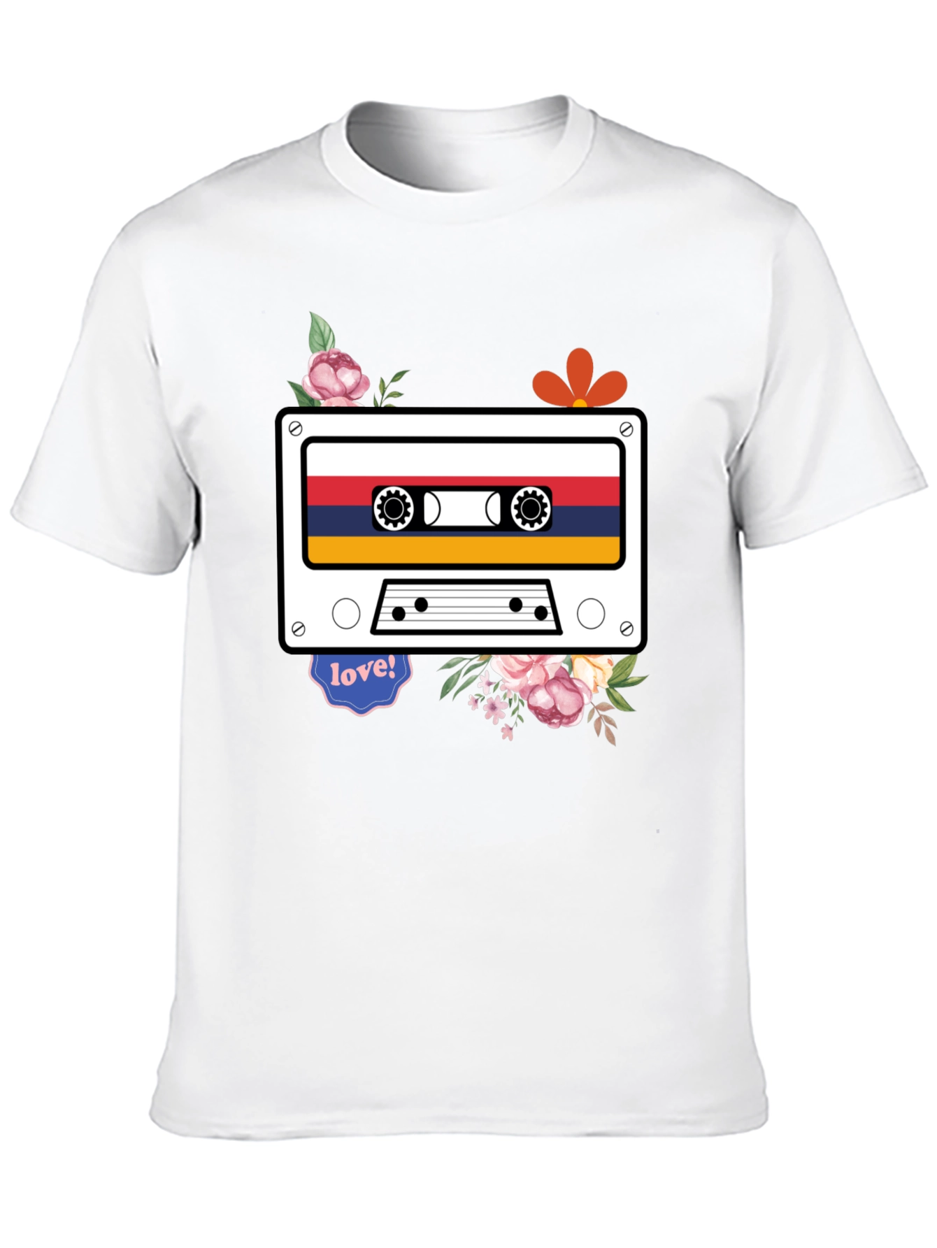 Retro Cassette Tape Flower Graphic Tee
