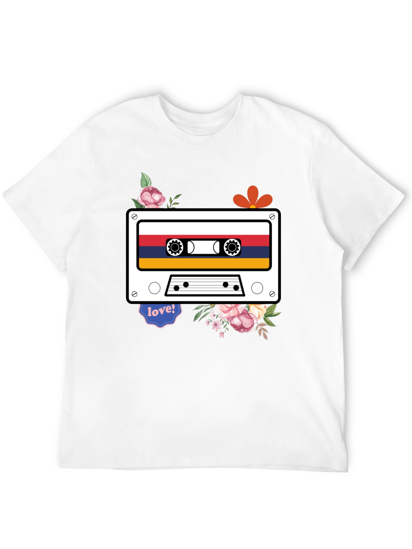 Retro Cassette Tape Flower Graphic Tee