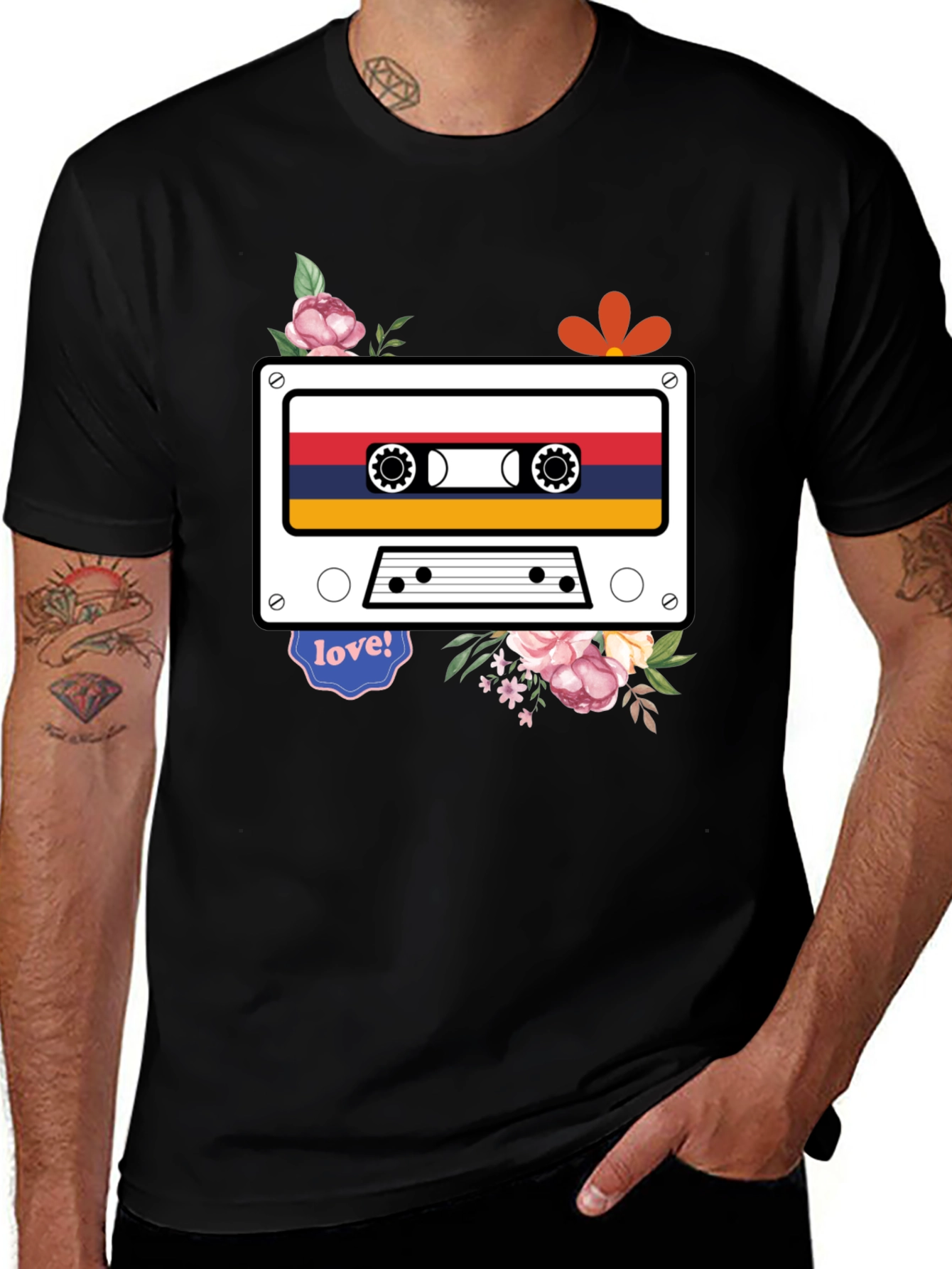 Retro Cassette Tape Flower Graphic Tee