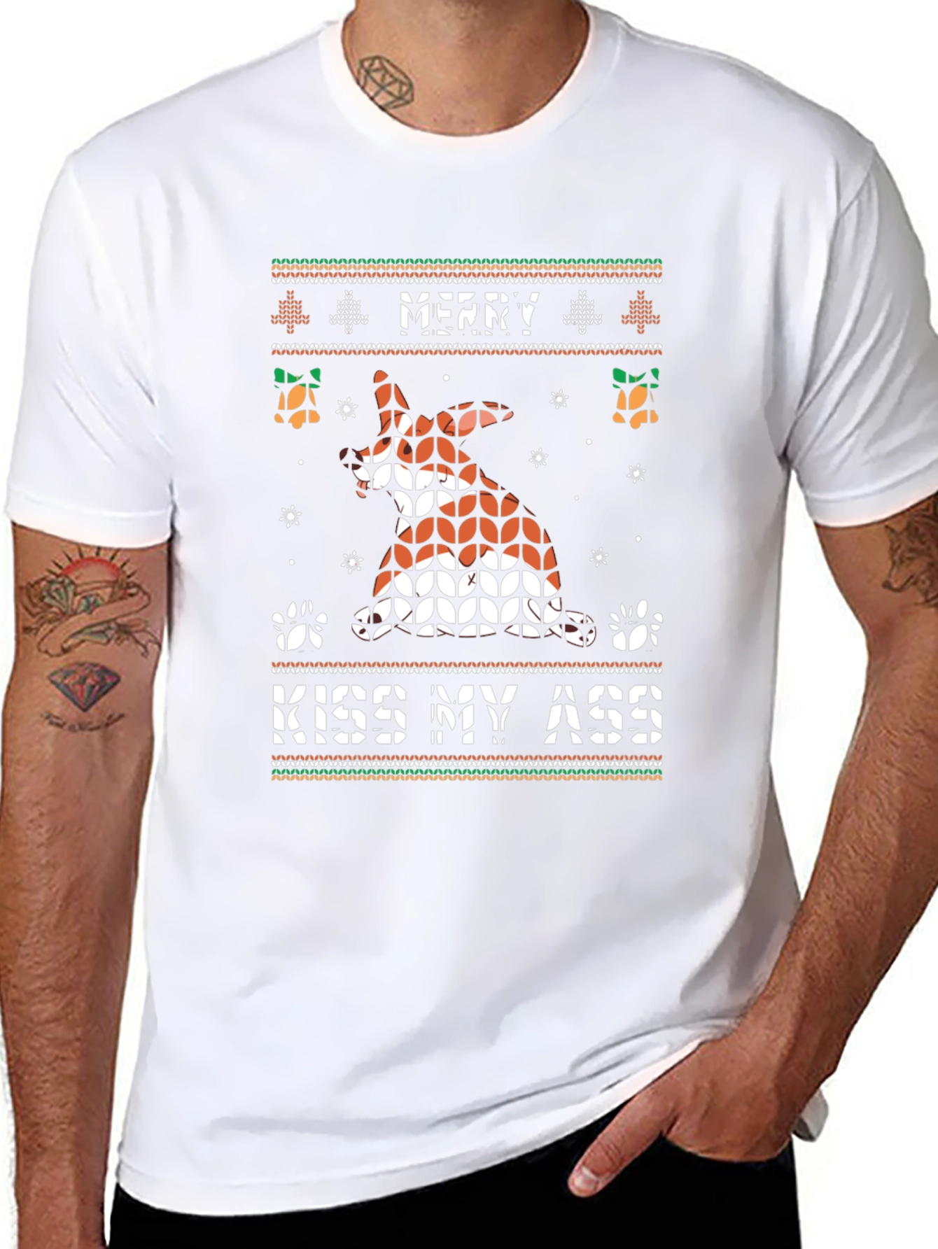 Merry Kiss My Ass Christmas Dog Sweater T-Shirt
