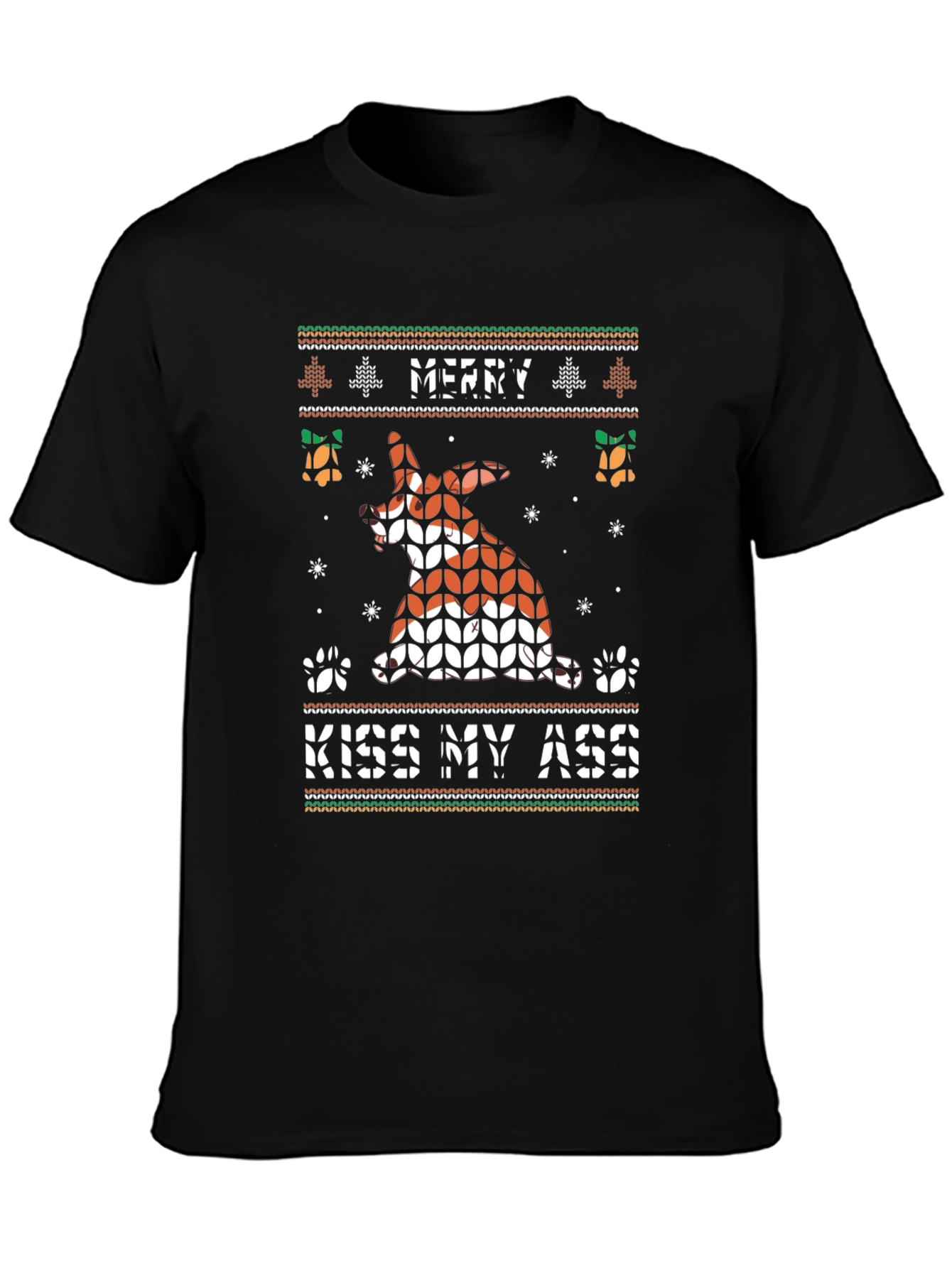 Merry Kiss My Ass Christmas Dog Sweater T-Shirt