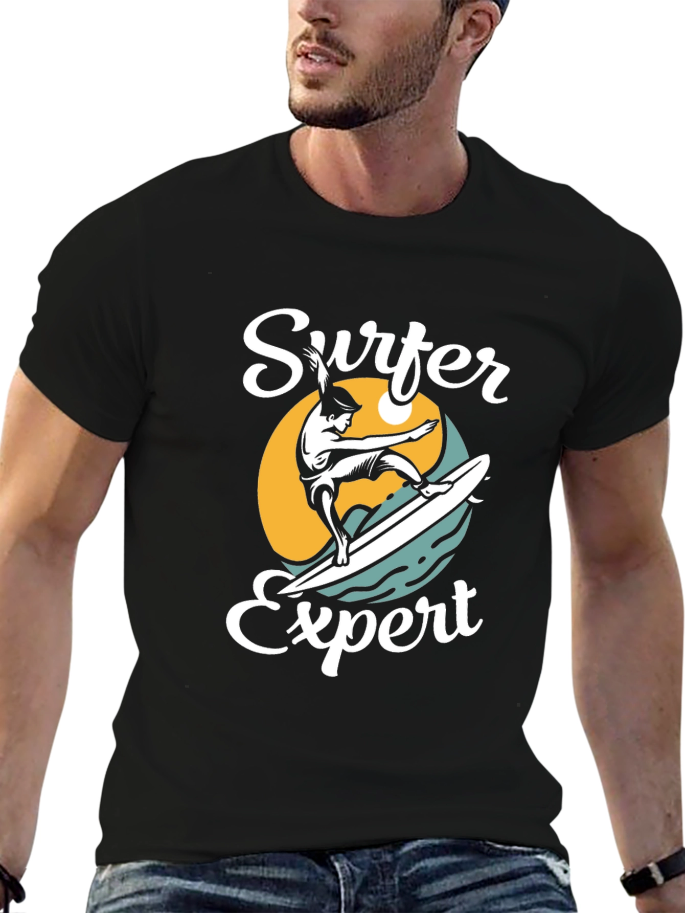 Surfer Expert Black Graphic Tee