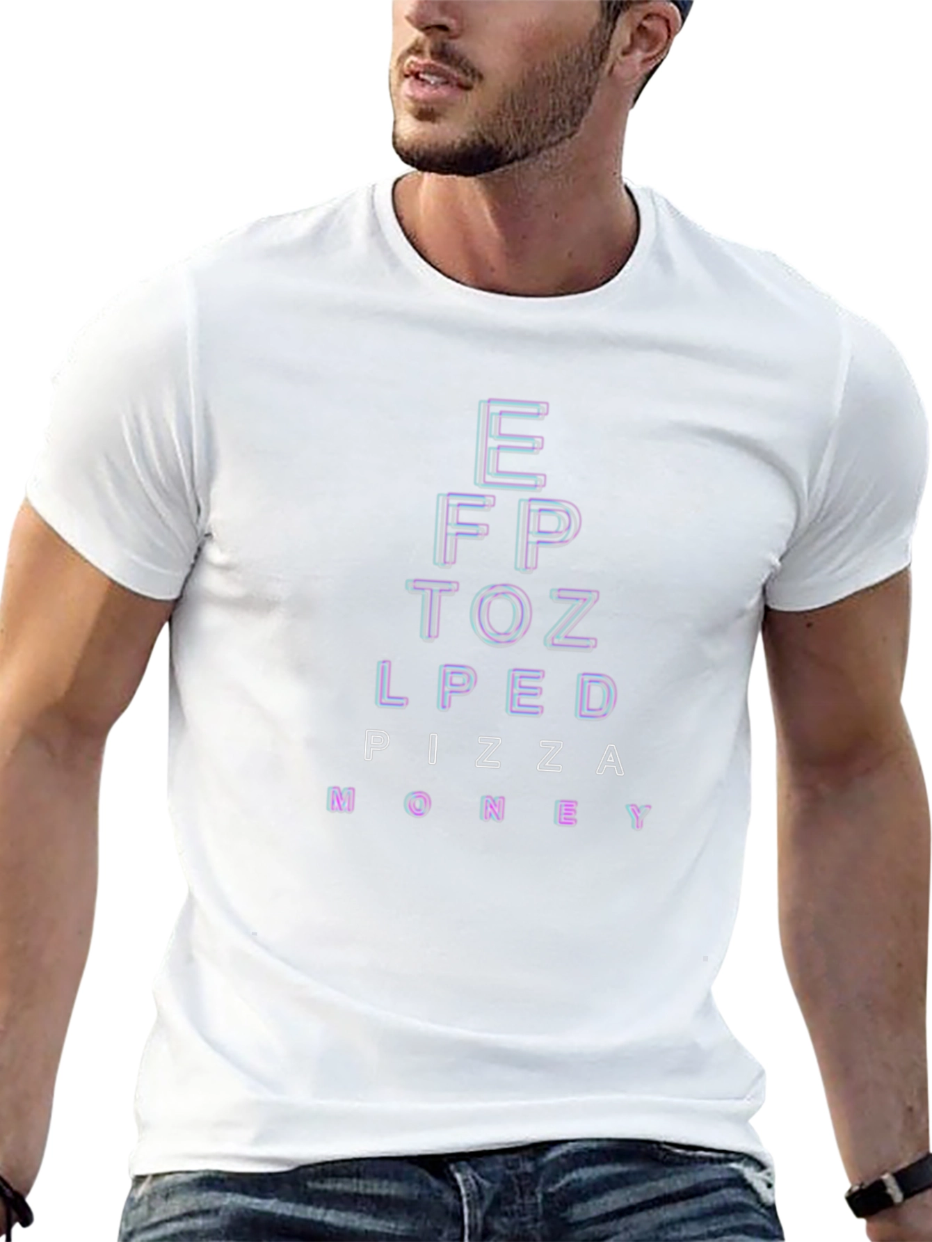 Pizza Money Eye Chart Black T-Shirt