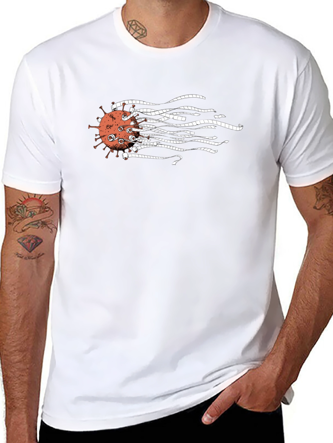 Unique Virus Design Black T-Shirt