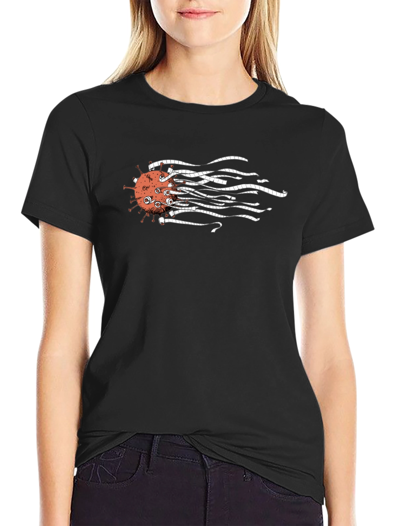 Unique Virus Design Black T-Shirt