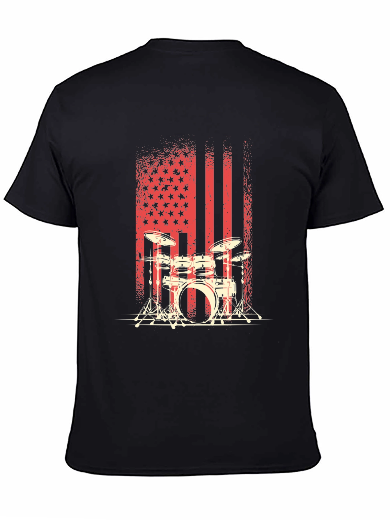 Drum Set American Flag Mens Graphic Tee