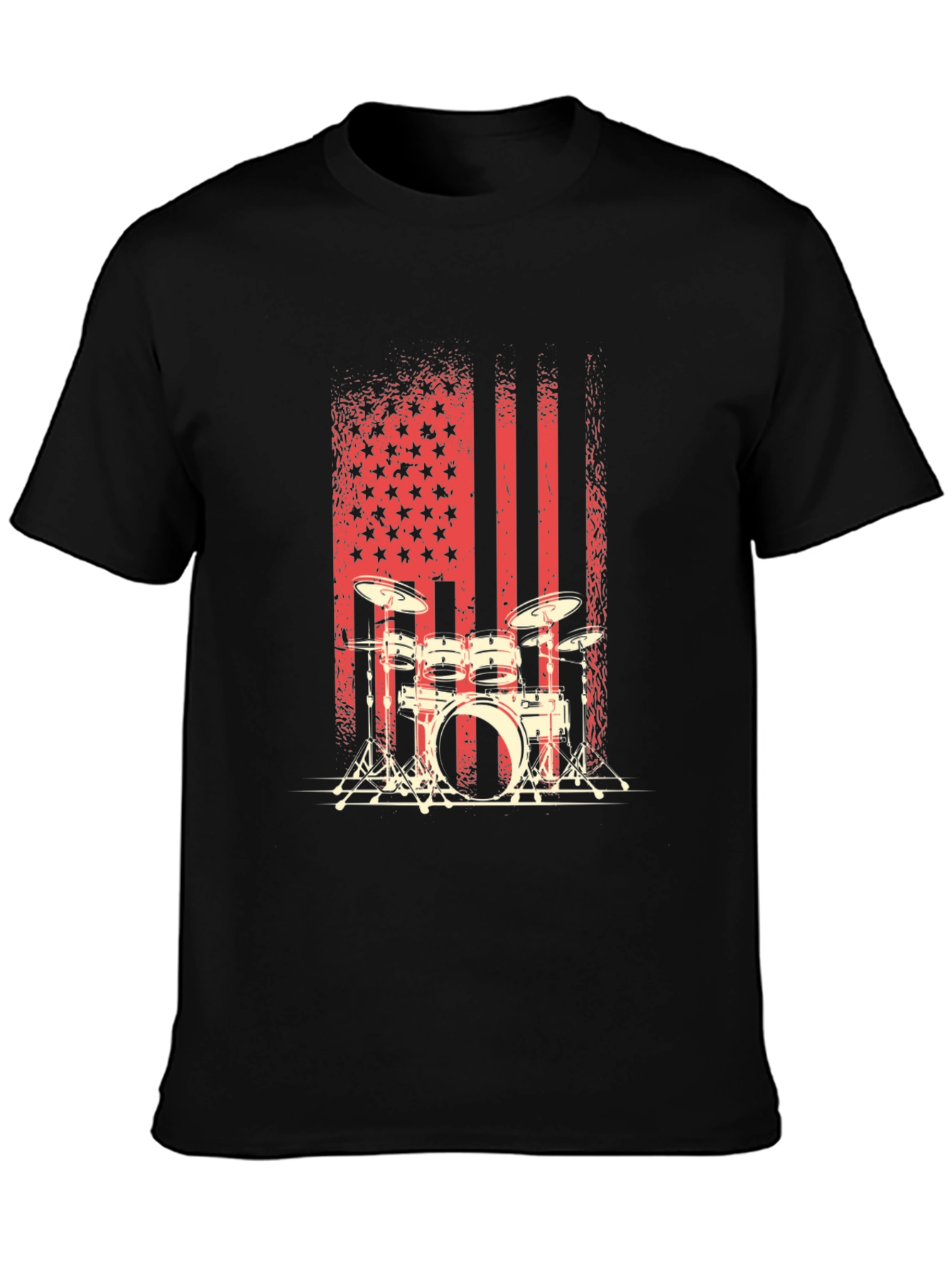 Drum Set American Flag Mens Graphic Tee