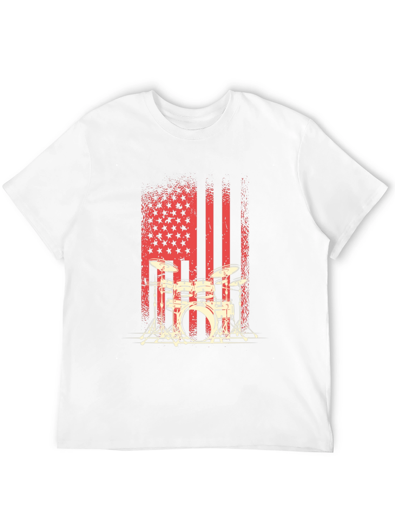 Drum Set American Flag Mens Graphic Tee