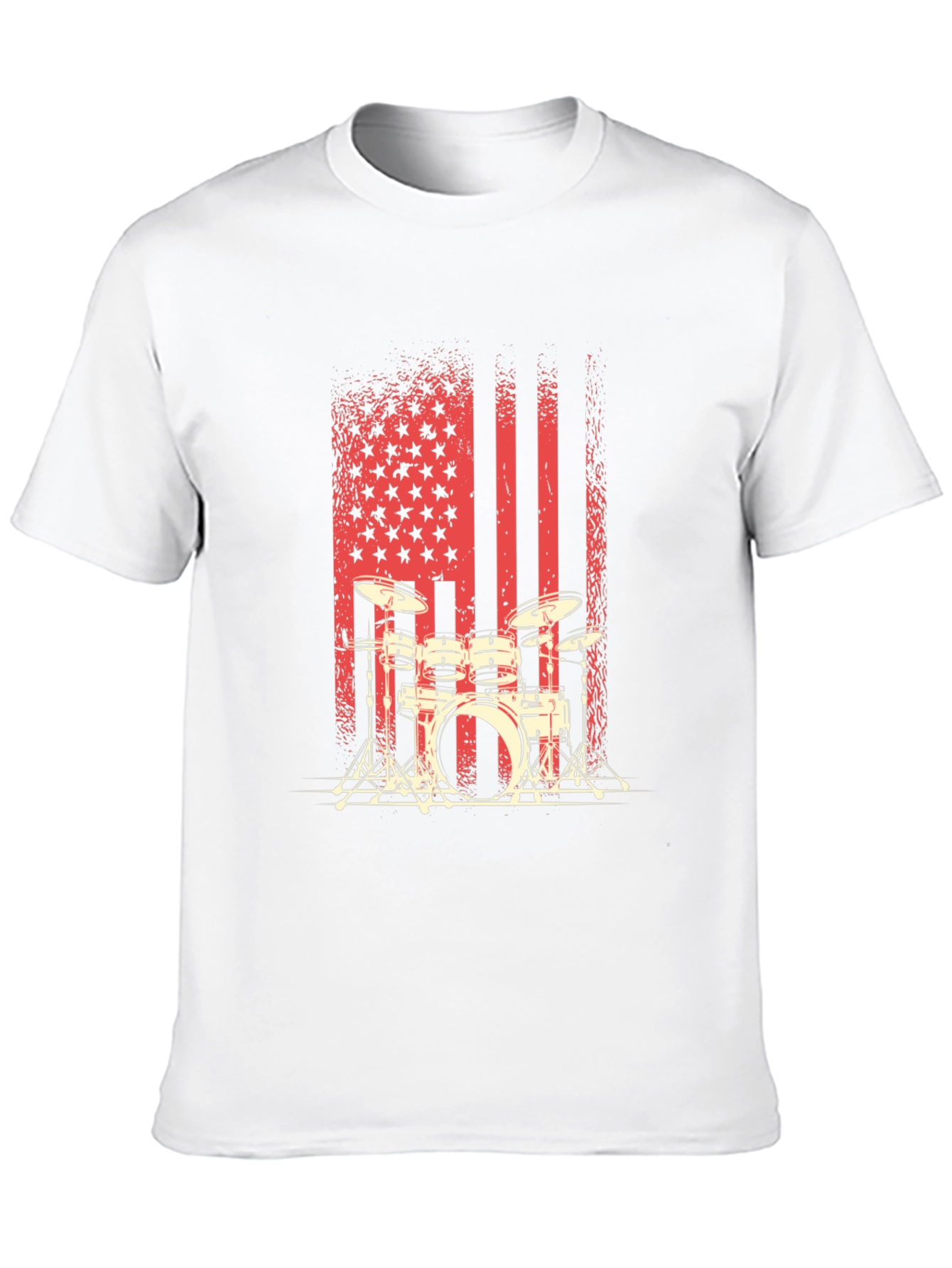 Drum Set American Flag Mens Graphic Tee