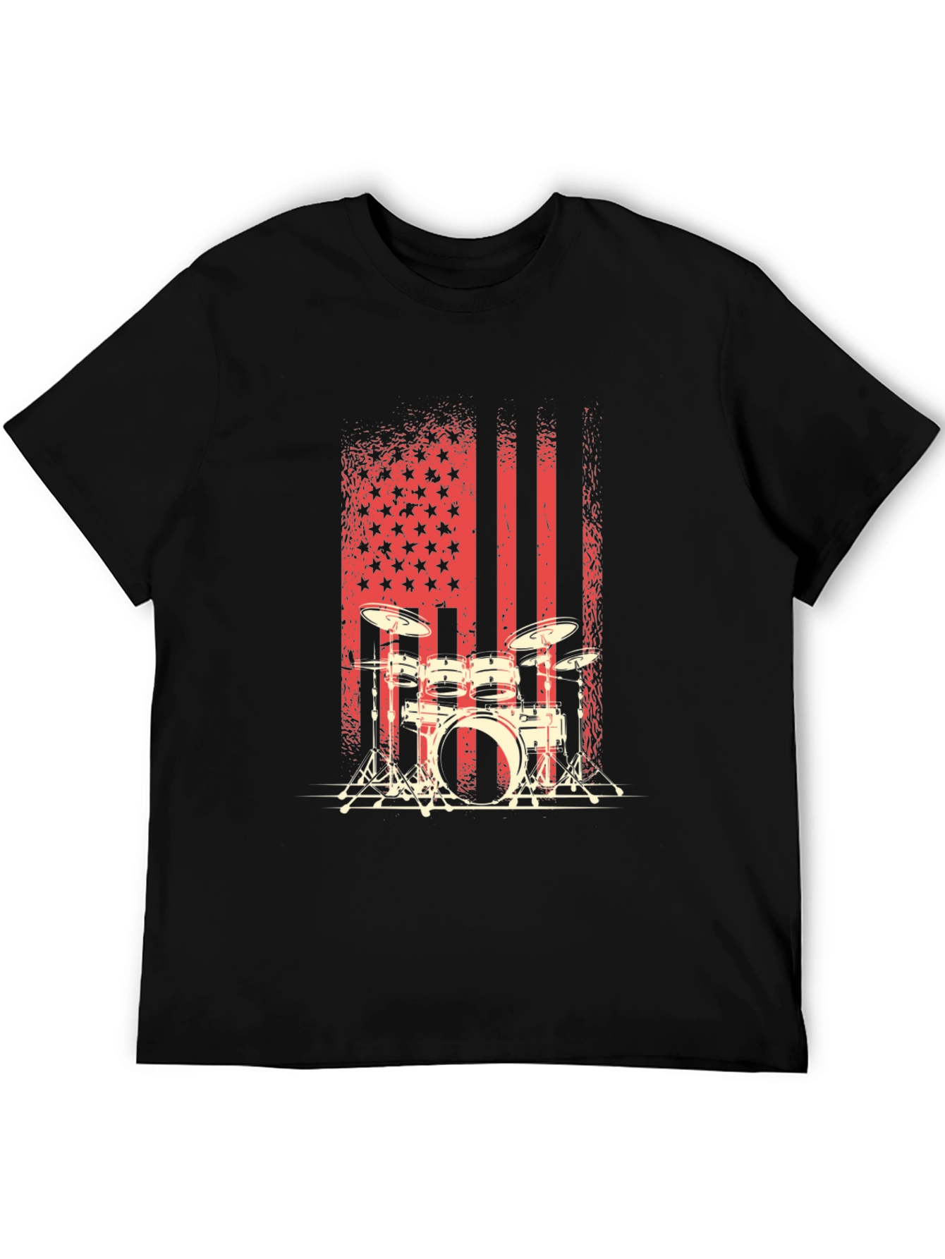 Drum Set American Flag Mens Graphic Tee