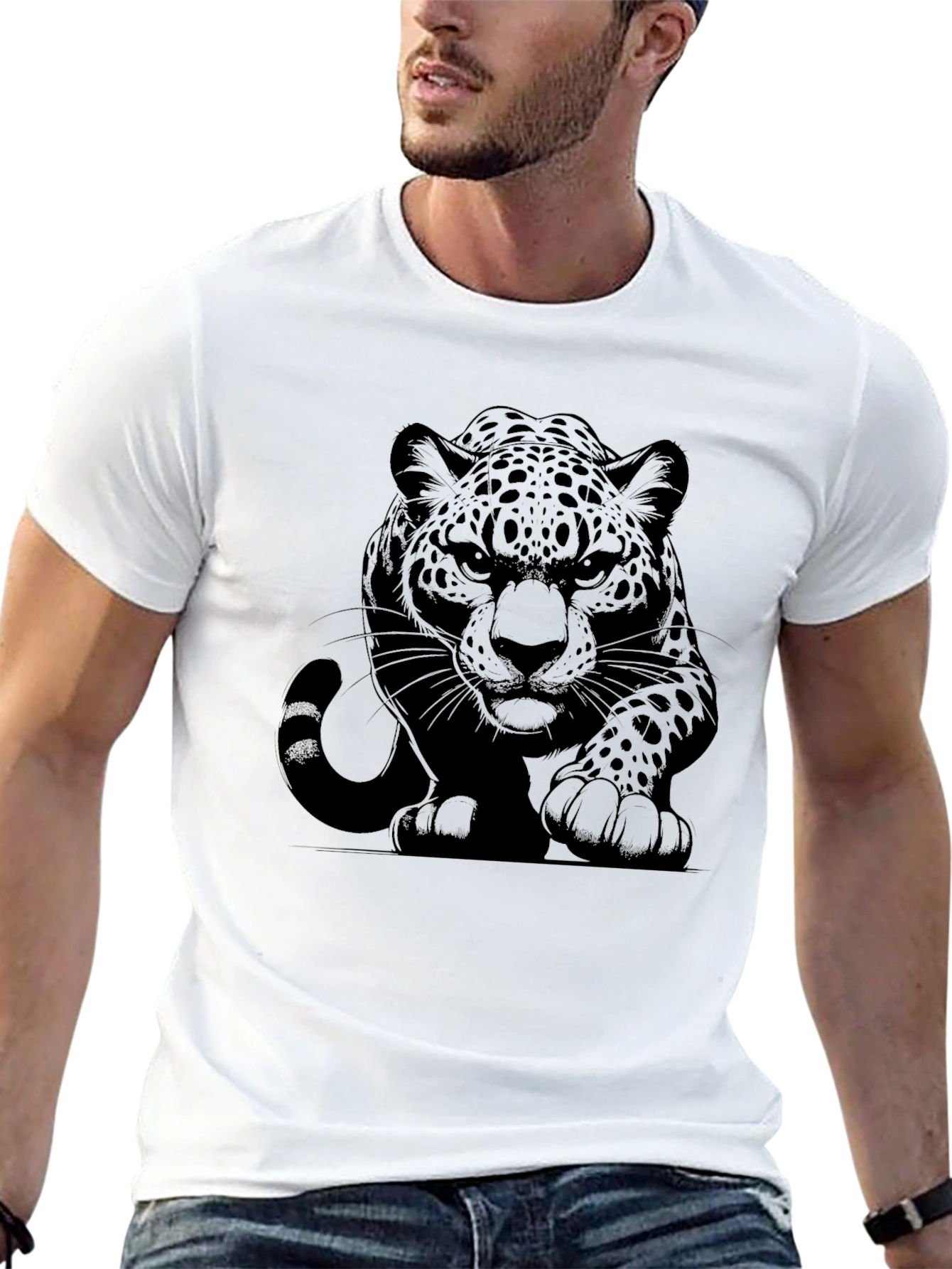Black Jaguar Graphic Tee - Stylish Mens T-Shirt