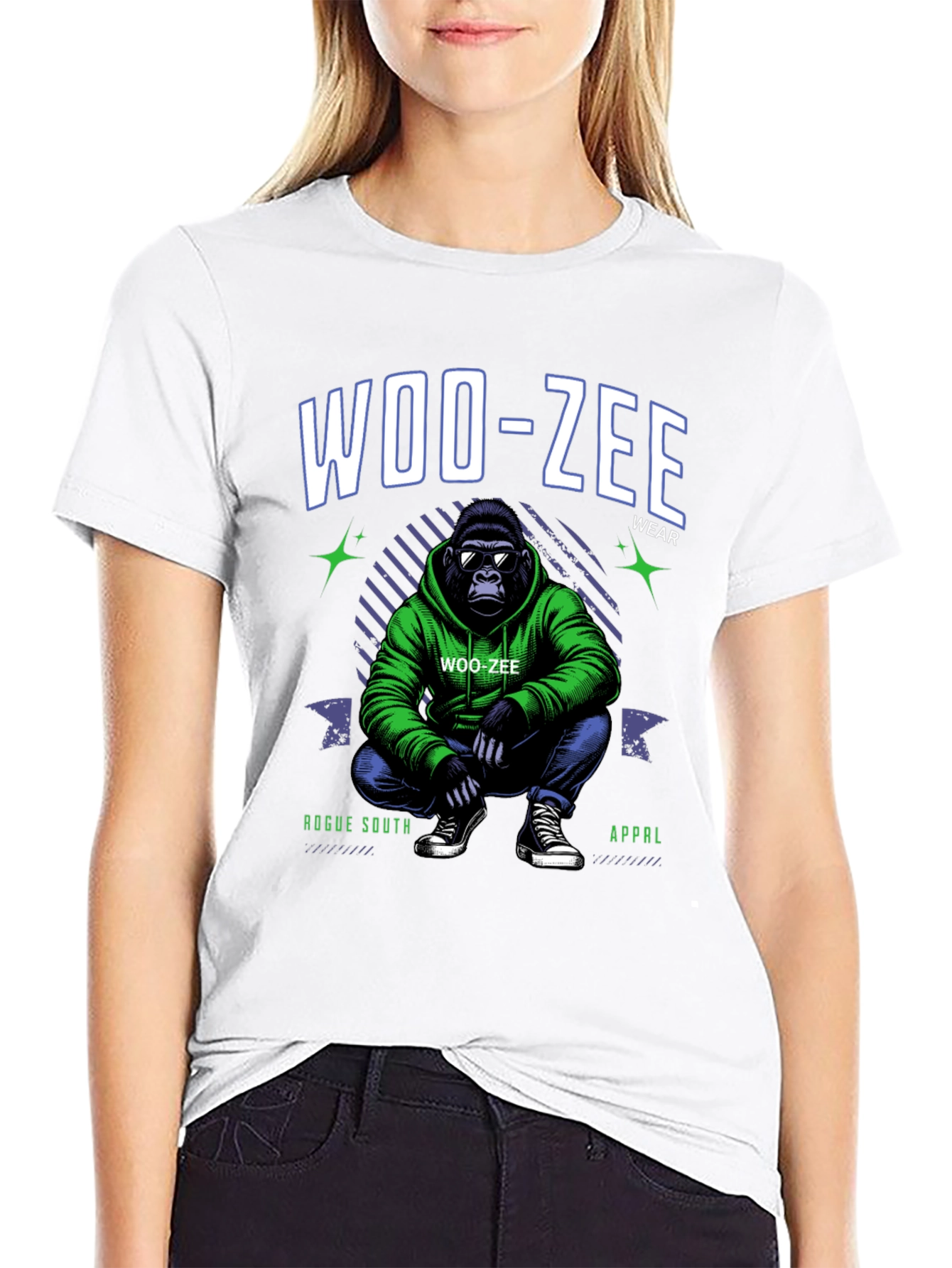 Woo-Zee Black Graphic T-Shirt - Gorilla Design