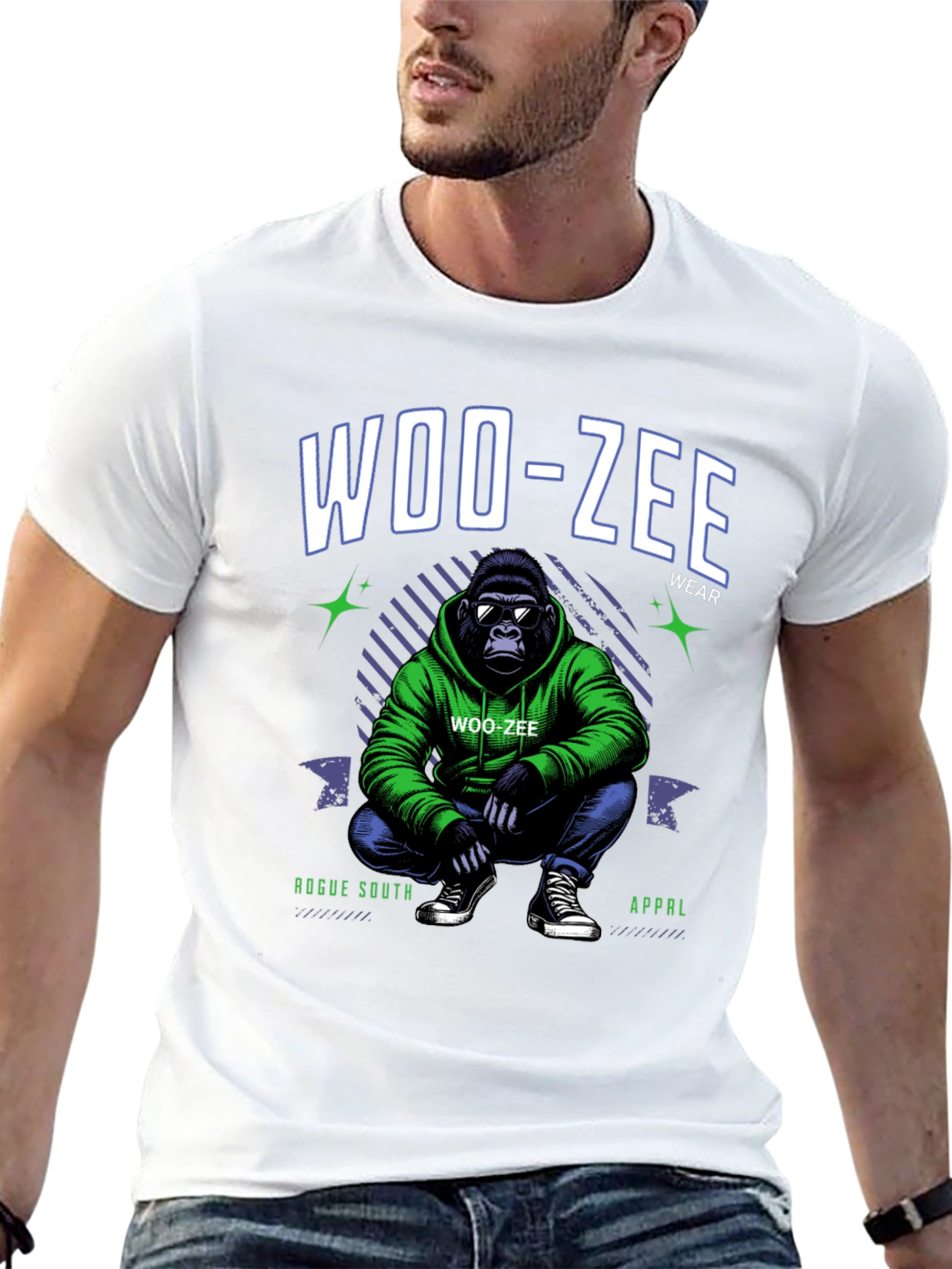 Woo-Zee Black Graphic T-Shirt - Gorilla Design