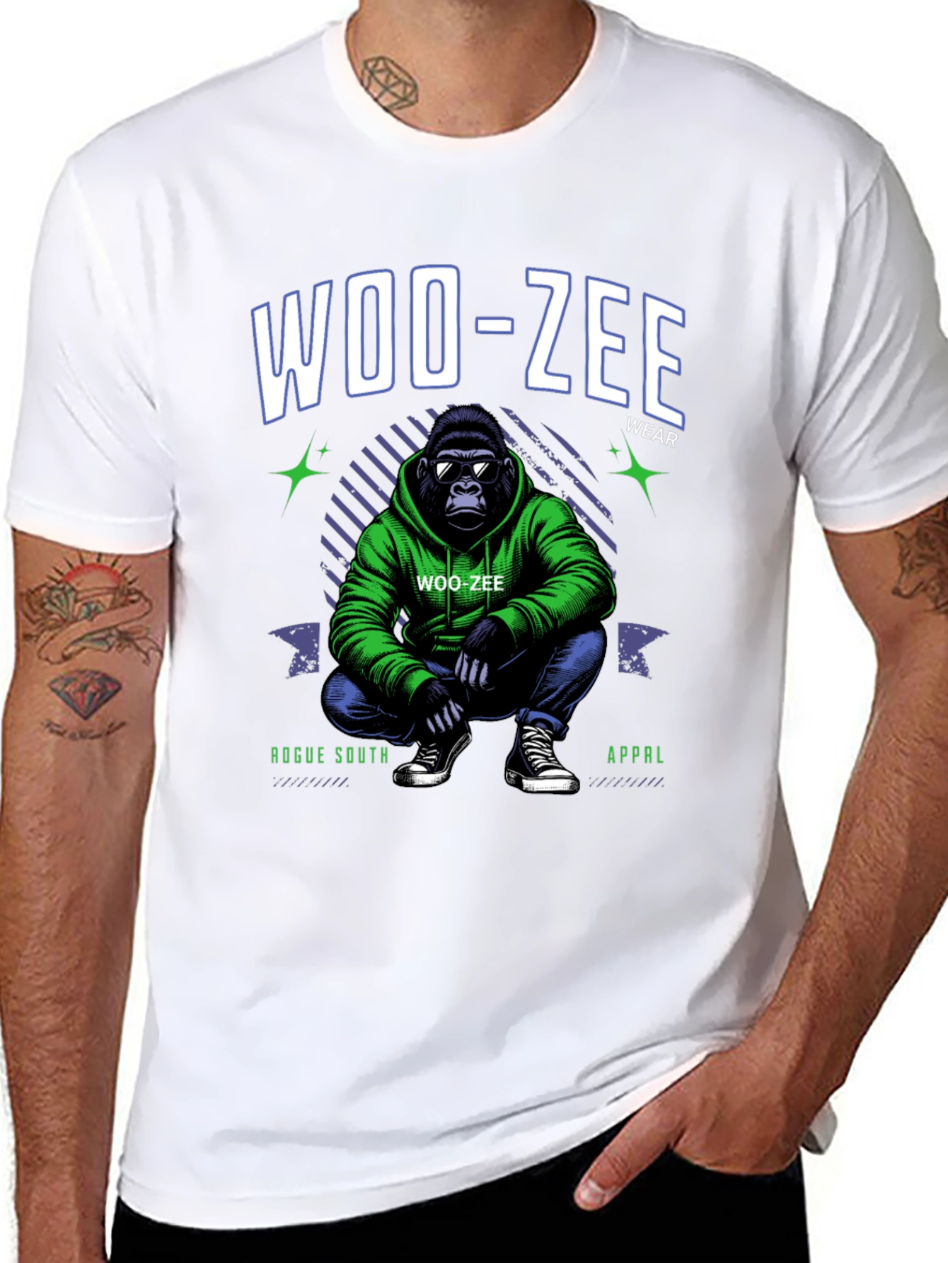 Woo-Zee Black Graphic T-Shirt - Gorilla Design